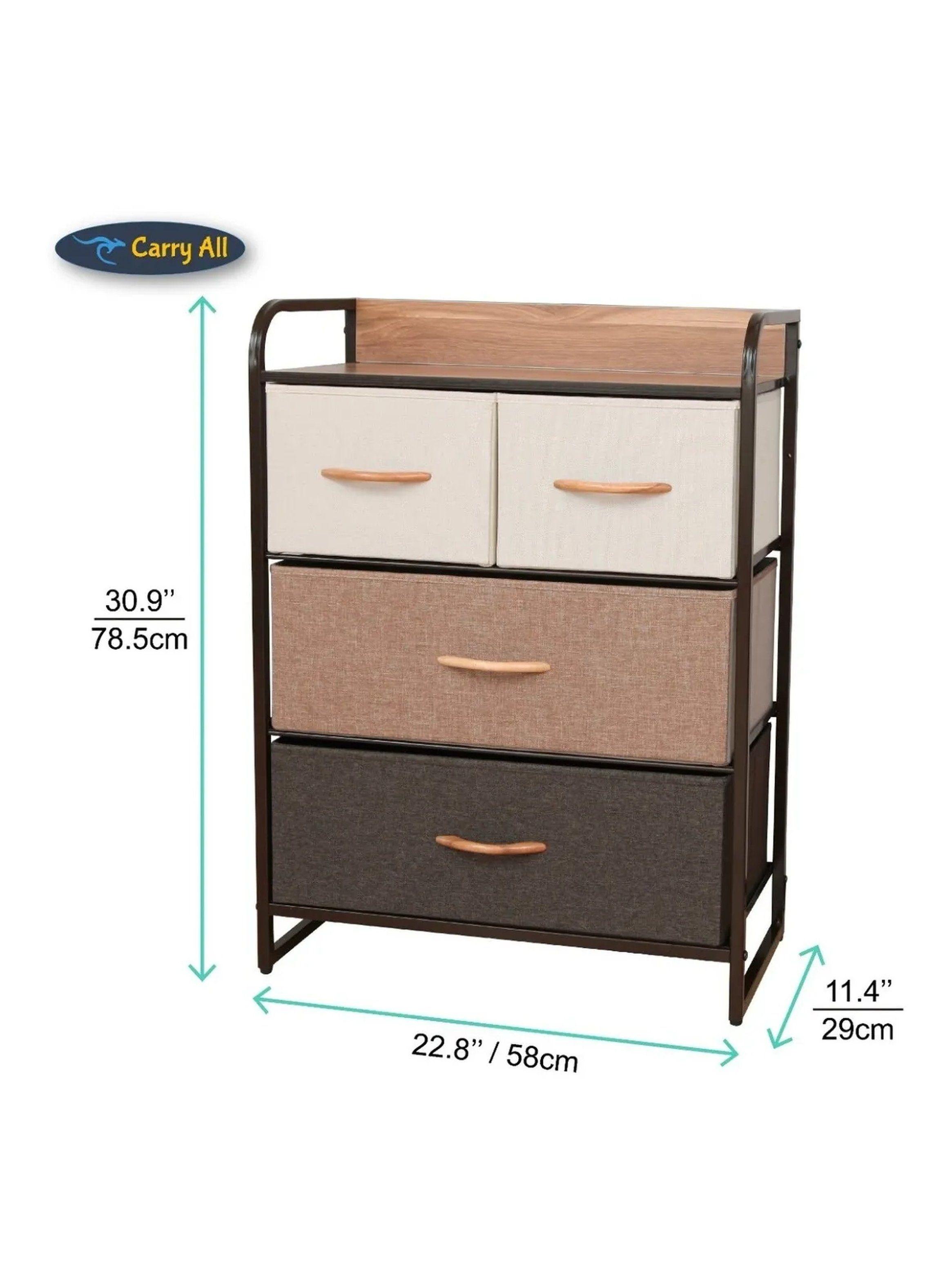 Cómoda de Tela con Estructura Metálica y Cubierta de Madera-2