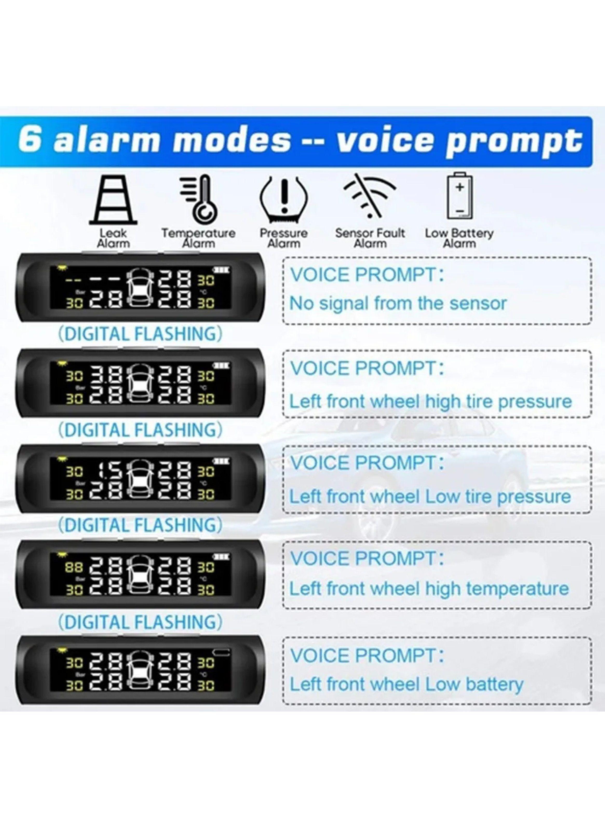 Monitor de Presión de Neumáticos Solar LCD Tiempo Real-4