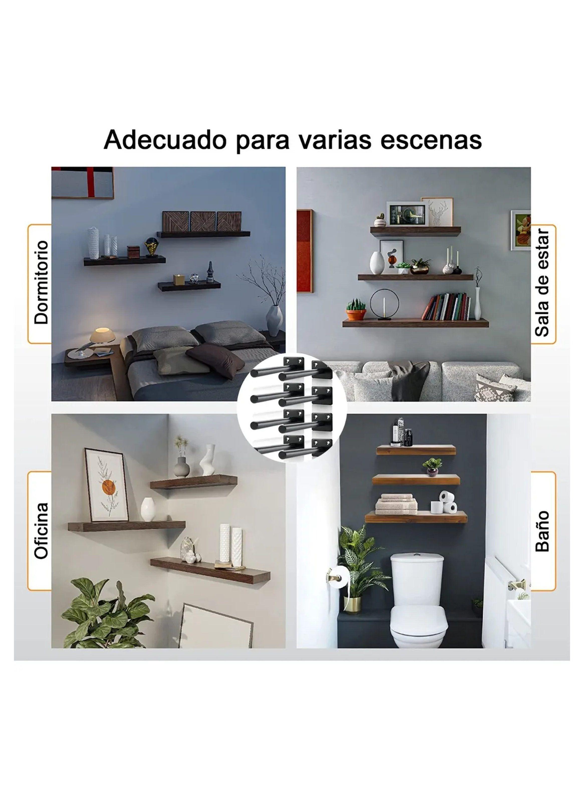 Soporte de Estantes Flotantes Negro 15cm Con Tornillos y Tubos de Expansión-4