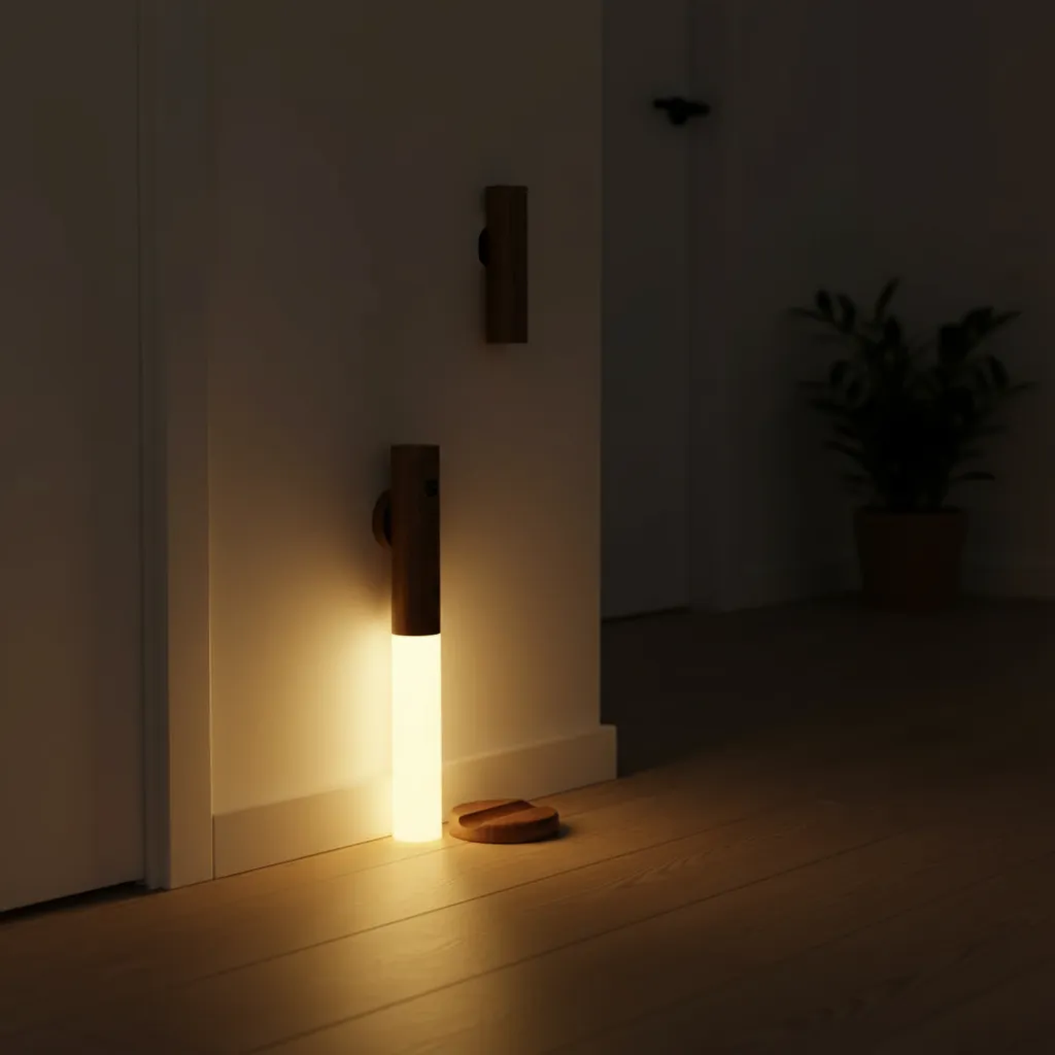 Lámpara LED Inalámbrica Madera Sensor Movimiento Recargable-5