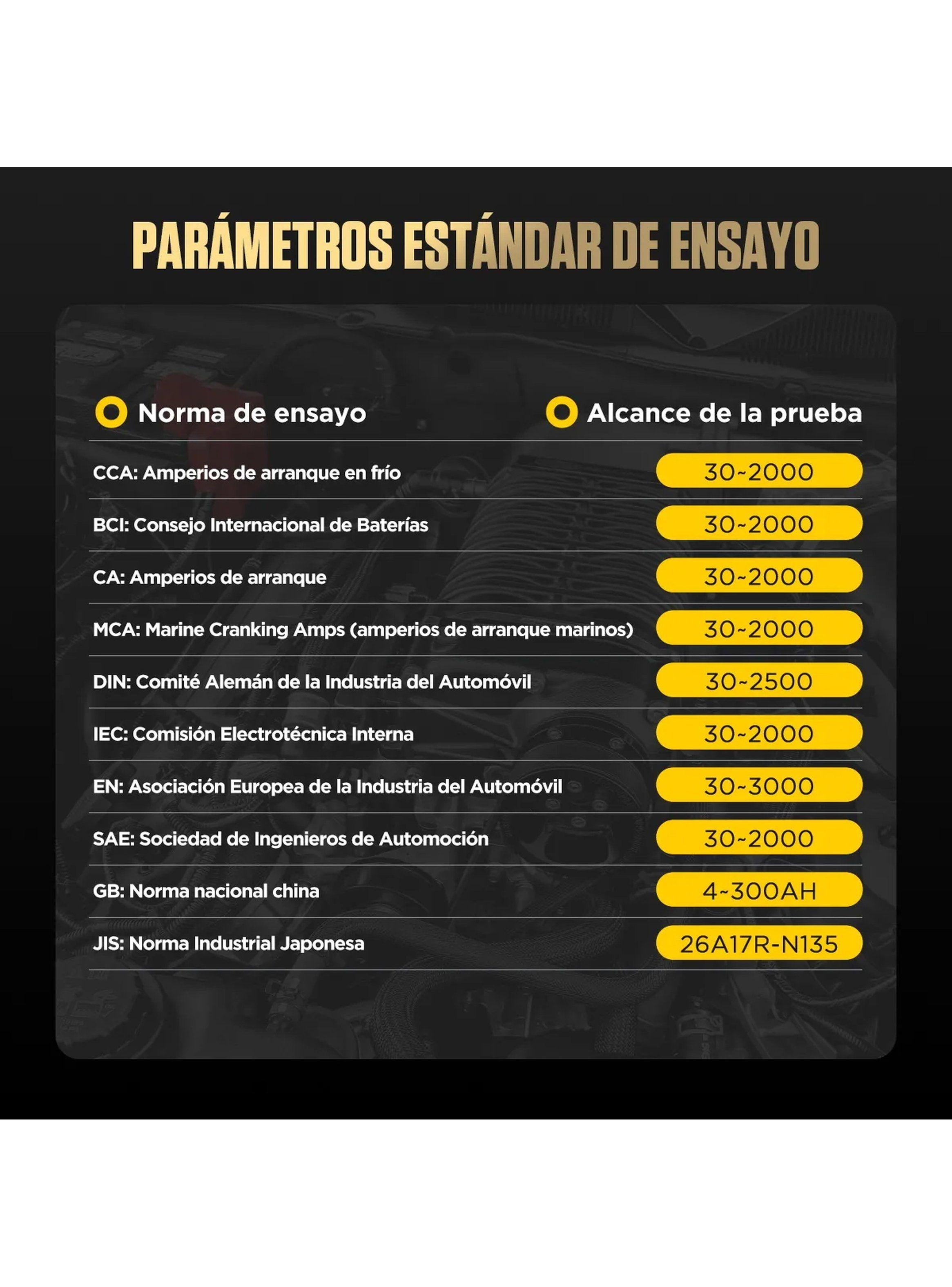 Comprobador de Baterías BT360 Pantalla en Color Protección Contra Polaridad-3