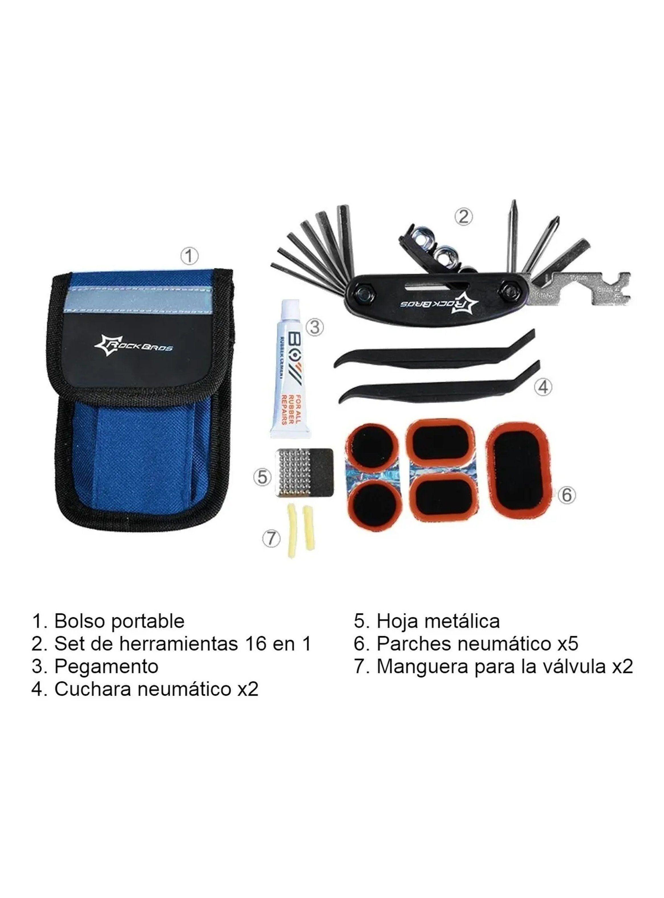 Kit de Reparación de Neumáticos de Bicicleta 16 en 1 Portátil-2