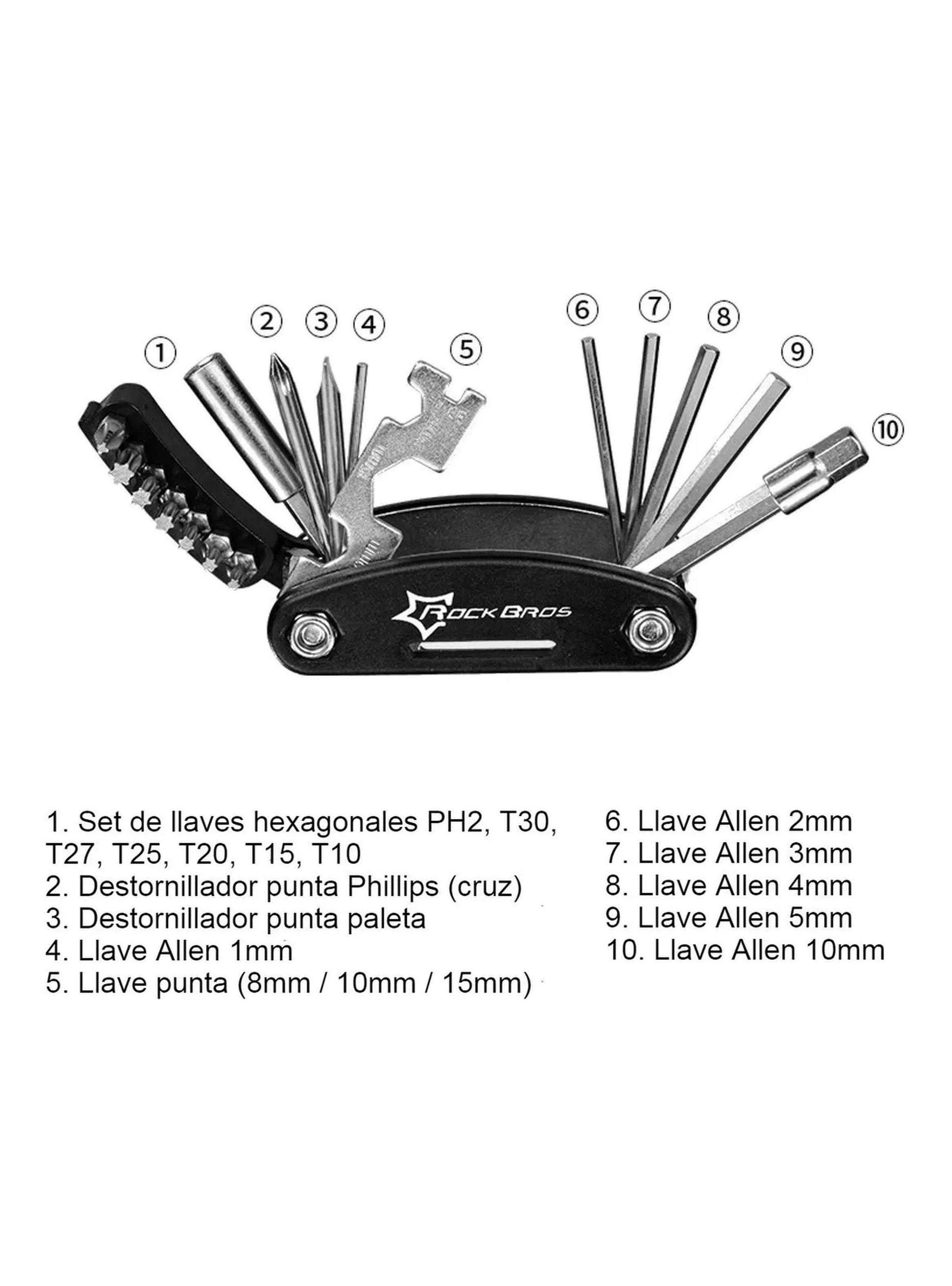 Kit de Reparación de Neumáticos de Bicicleta 16 en 1 Portátil-3