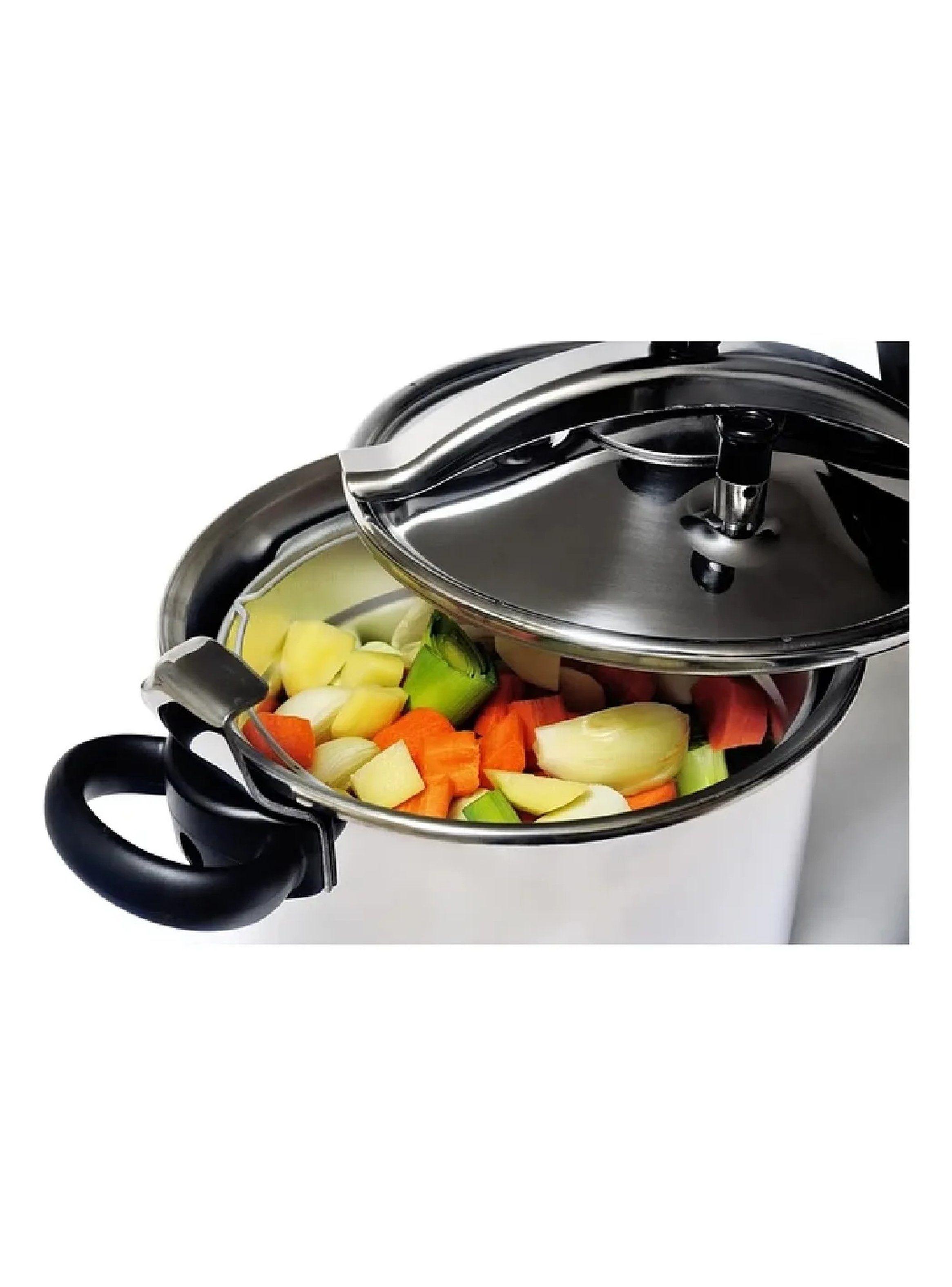 Olla a Presión de Acero Inoxidable 6L Mango Ergonómico-2