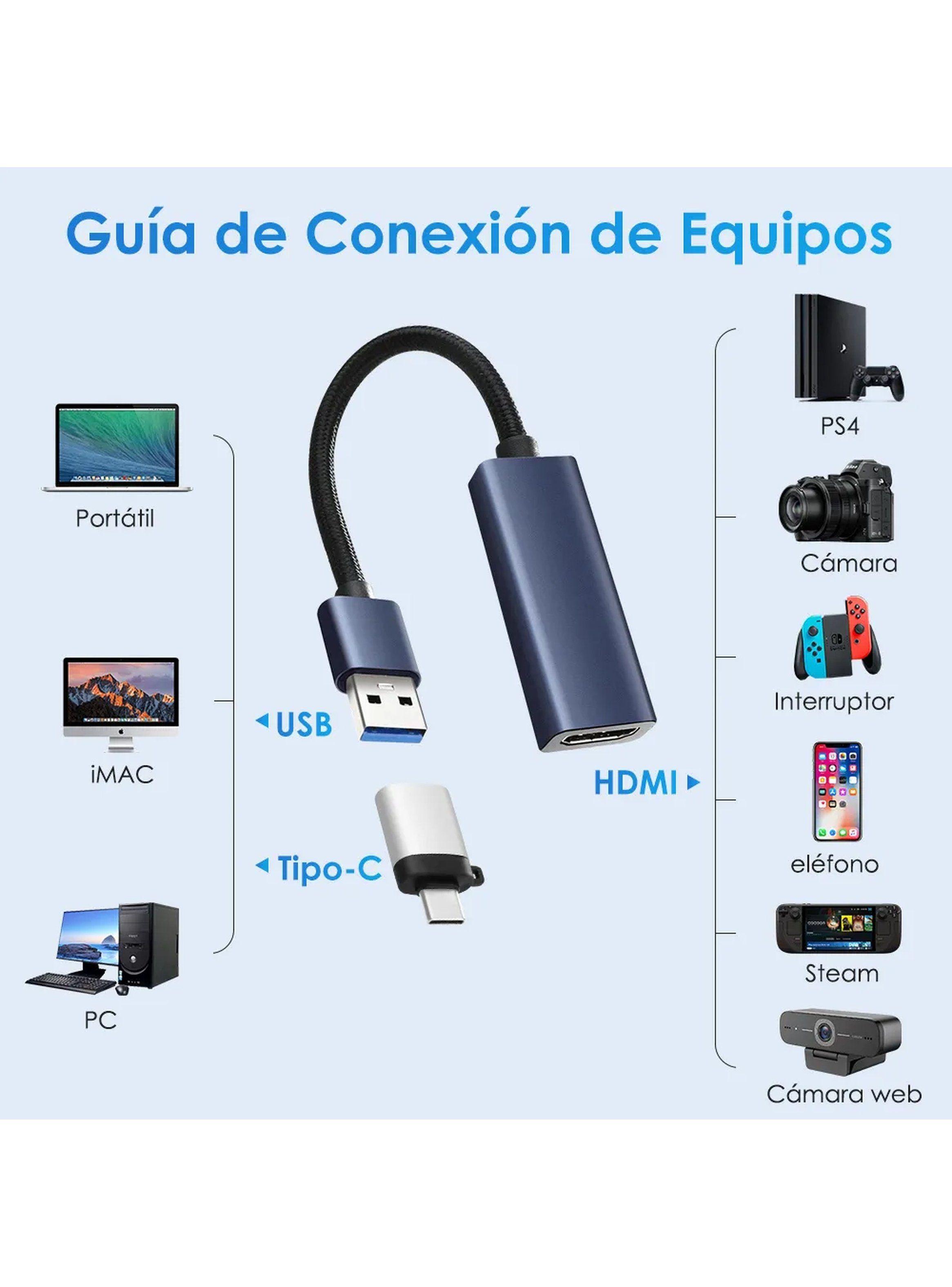 Adaptador USB a HDMI Tipo C Baja Latencia Multidispositivo-1