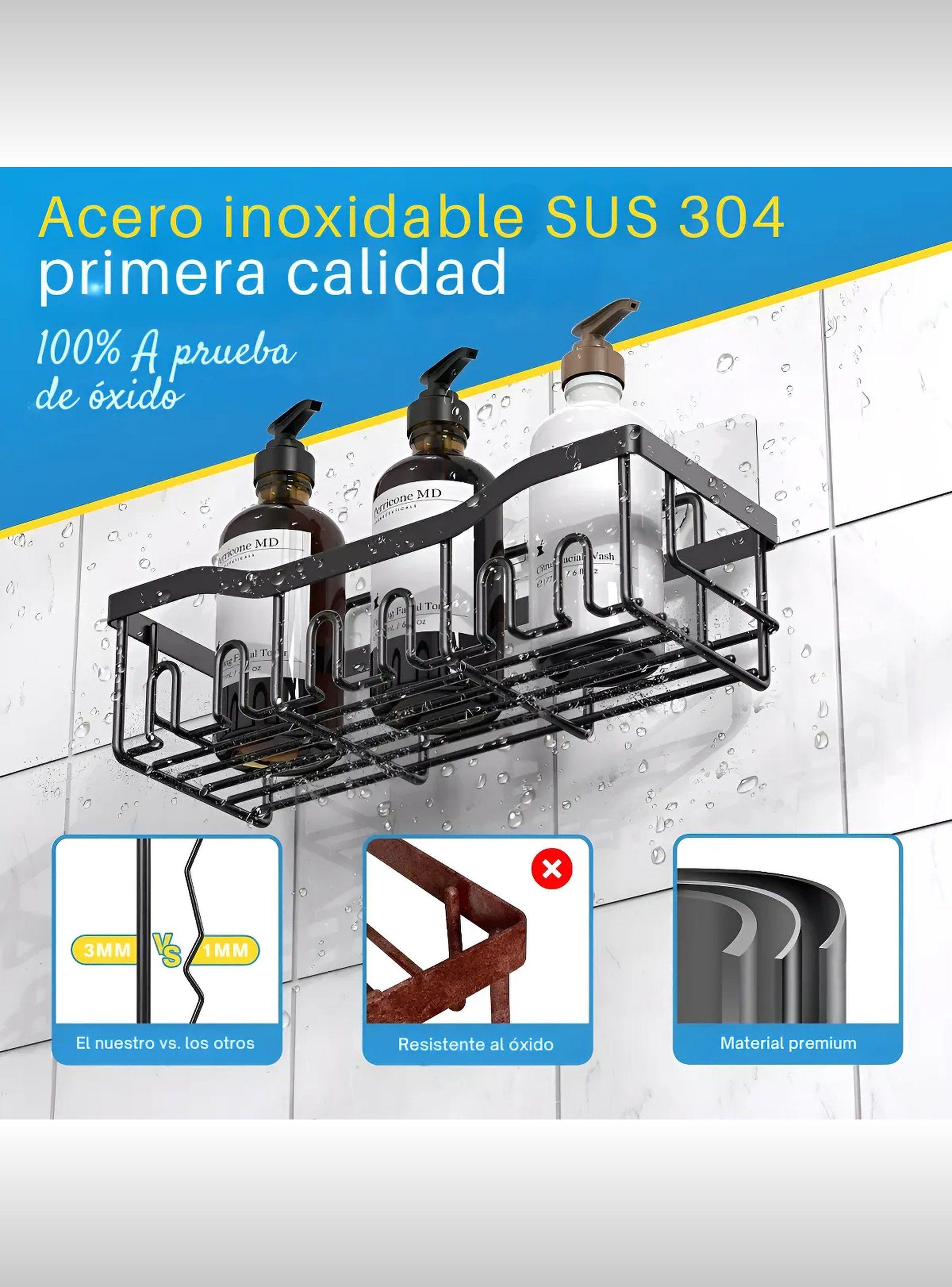 Estante de Ducha Adhesivo SUS 304 Antióxido Extra Fuerte-1