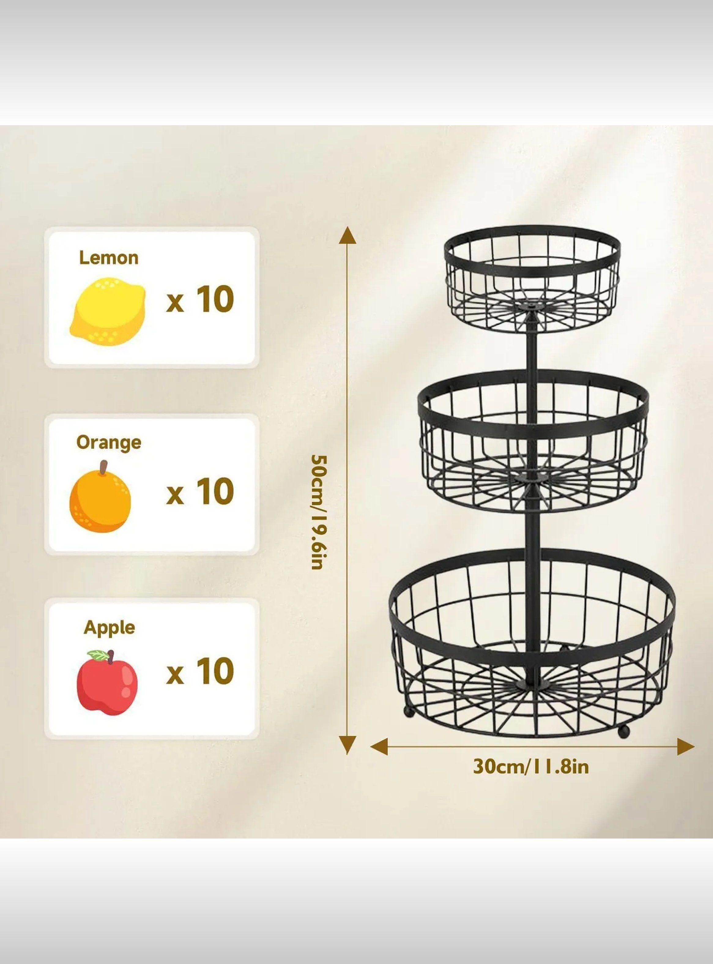 Organizador de Alimentos Multiuso 3 Niveles Metal Negro | Decoración Moderna-1