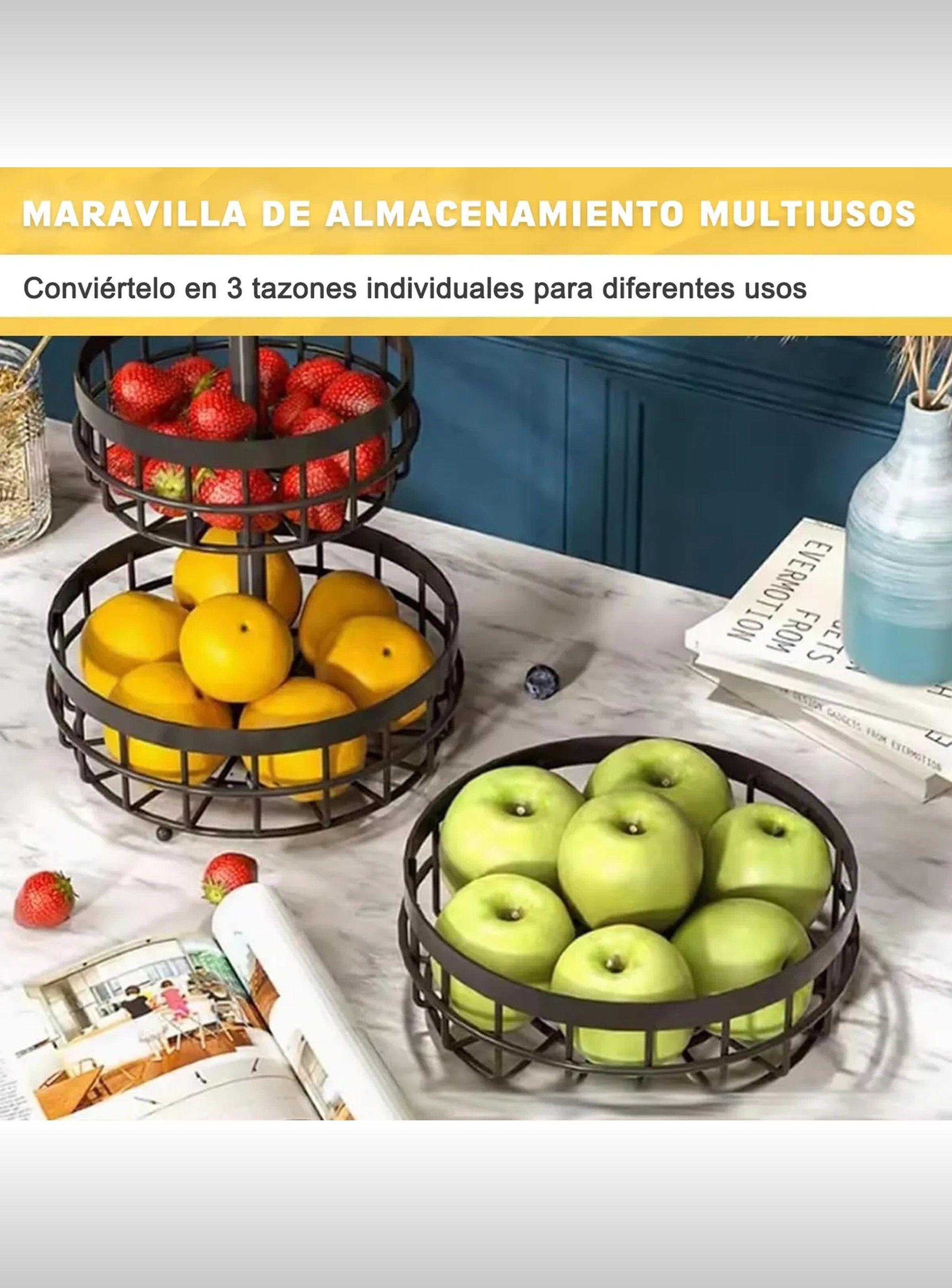 Organizador de Alimentos Multiuso 3 Niveles Metal Negro | Decoración Moderna-2