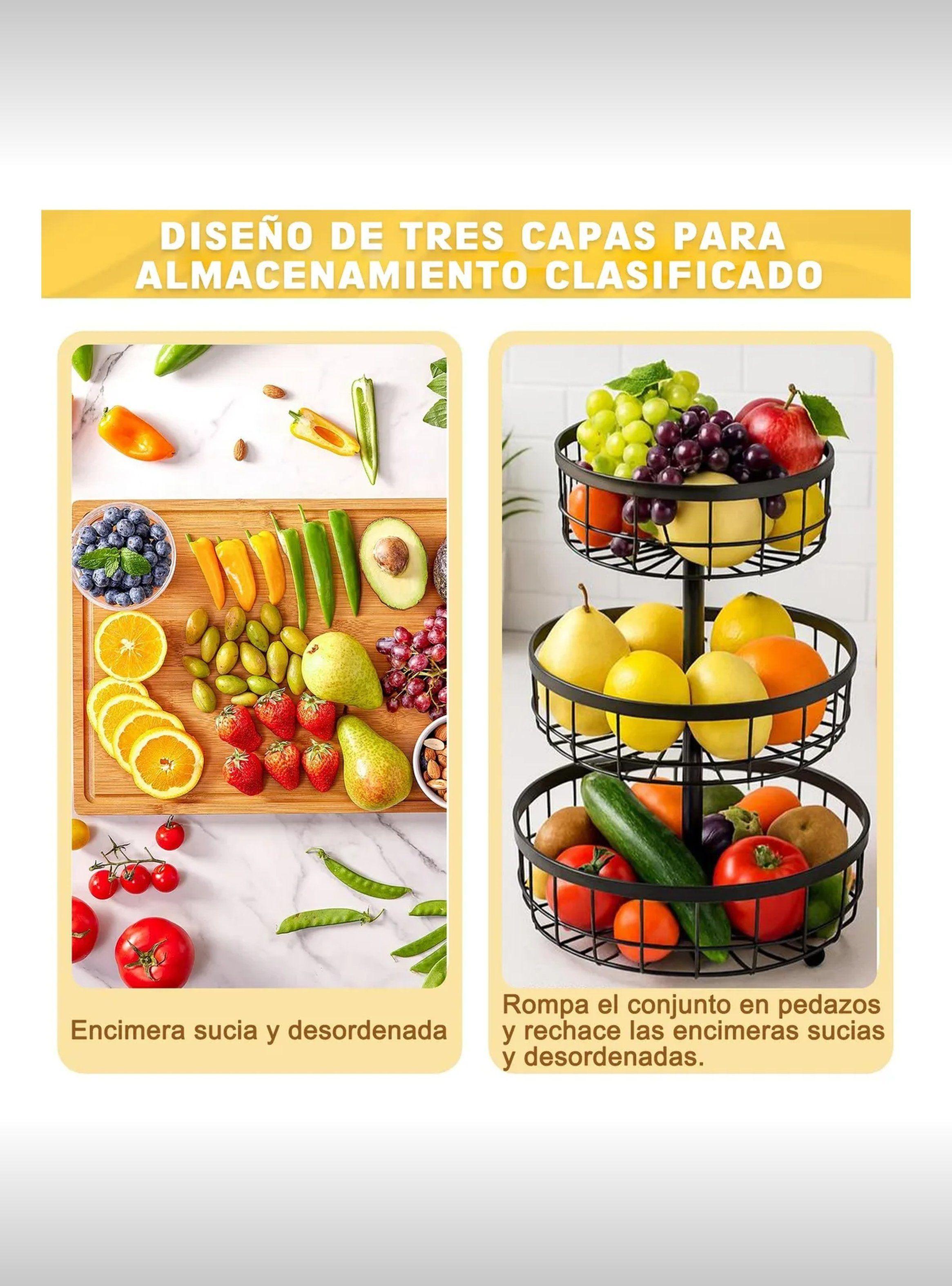 Organizador de Alimentos Multiuso 3 Niveles Metal Negro | Decoración Moderna-3