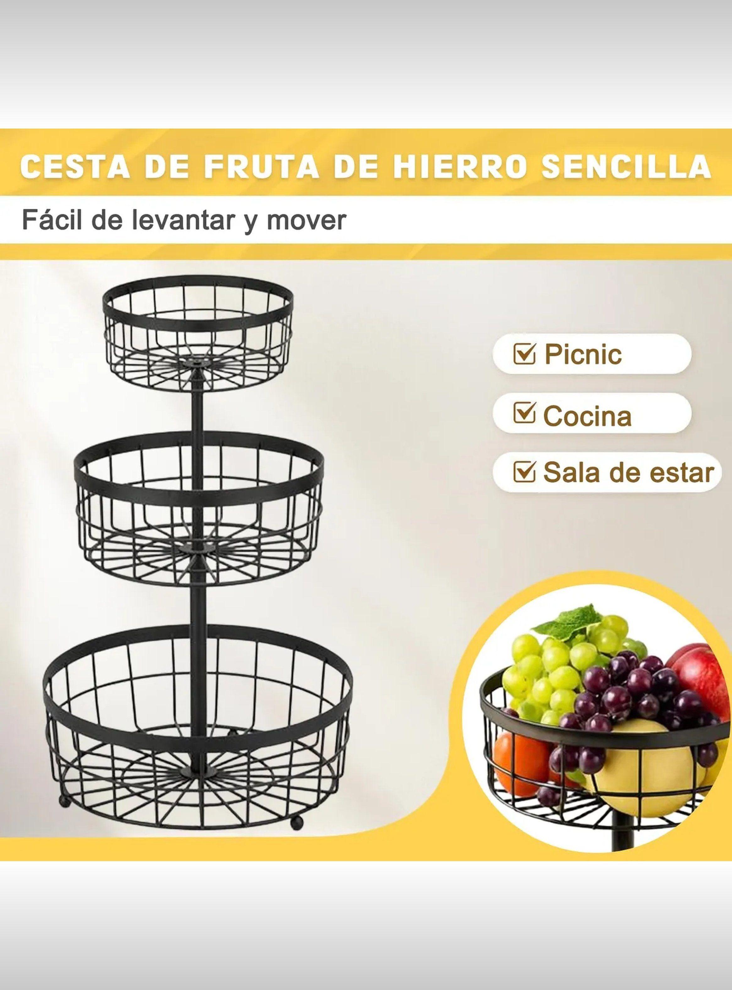 Organizador de Alimentos Multiuso 3 Niveles Metal Negro | Decoración Moderna-4