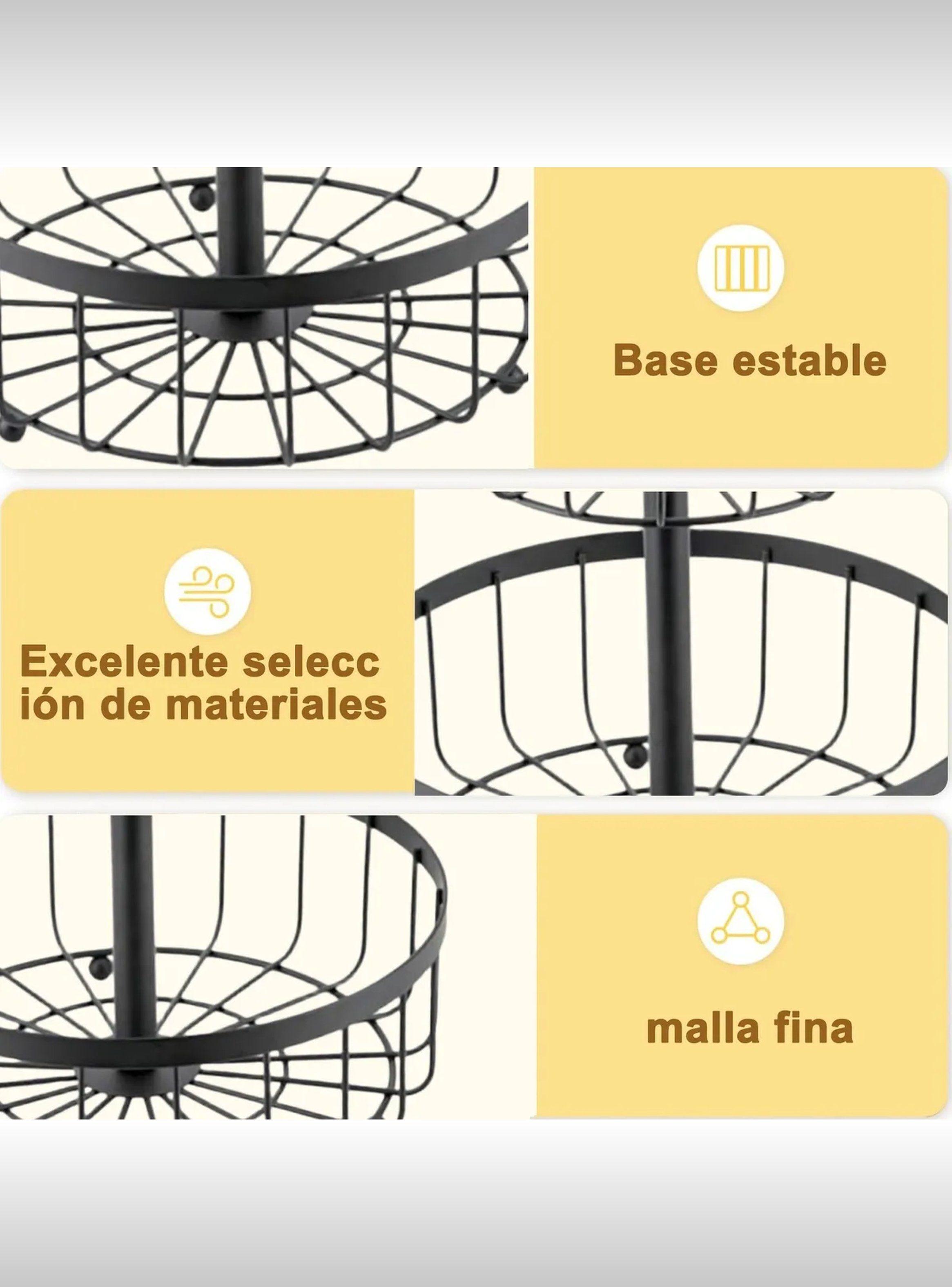 Organizador de Alimentos Multiuso 3 Niveles Metal Negro | Decoración Moderna-7