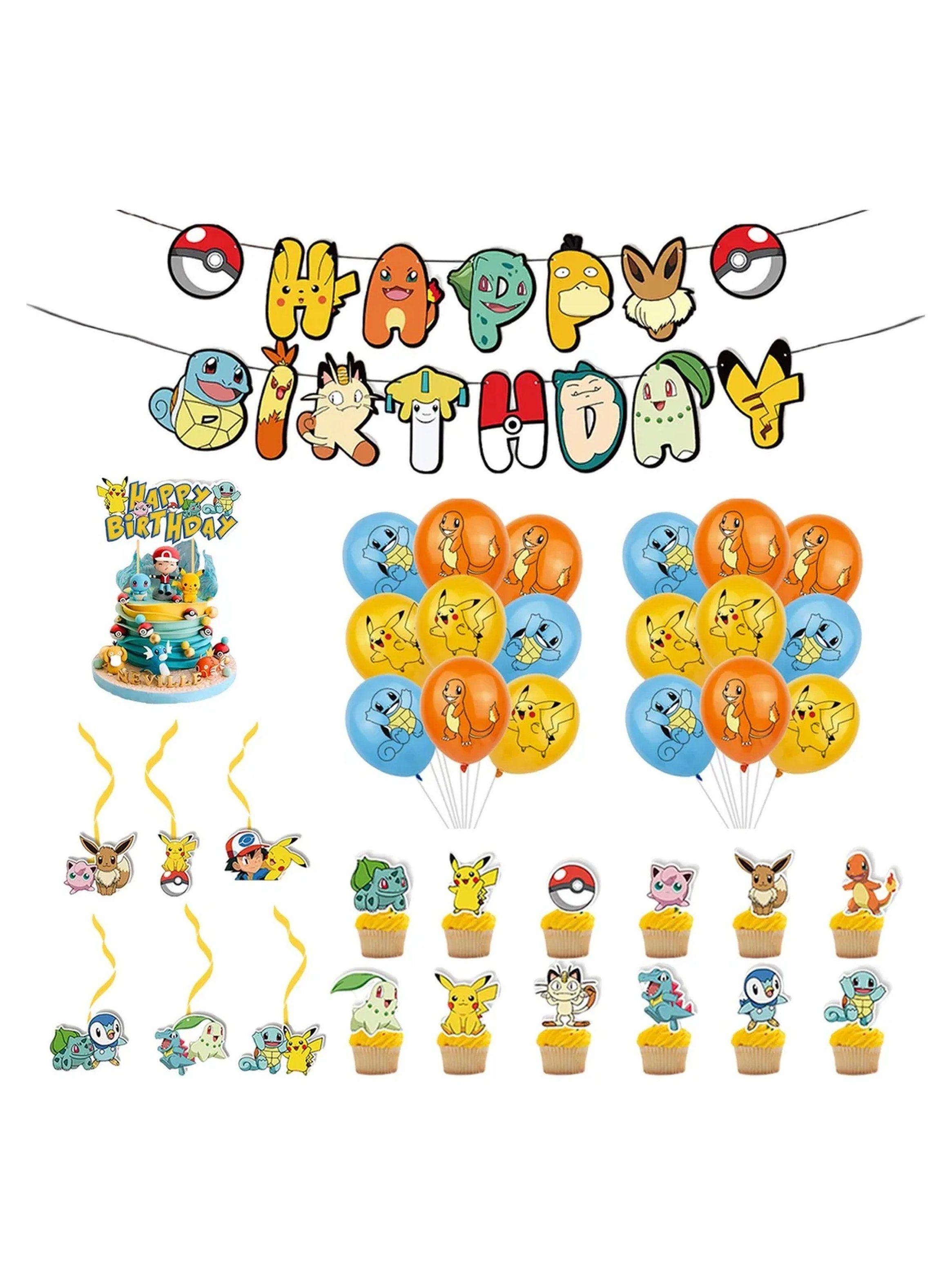 Decoración de Cumpleaños Infantil Temática Pokémon Multicolor-2