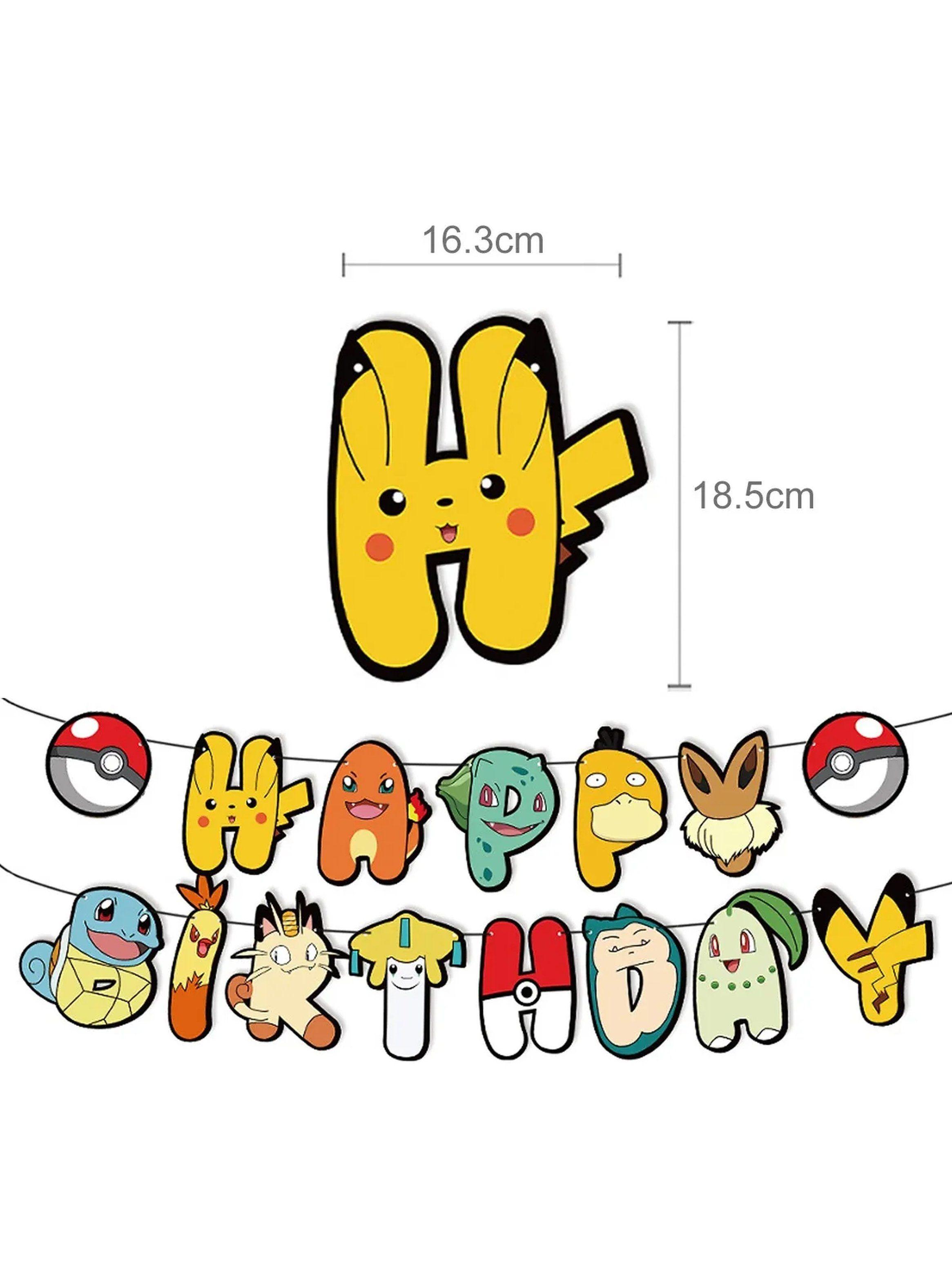 Decoración de Cumpleaños Infantil Temática Pokémon Multicolor-3