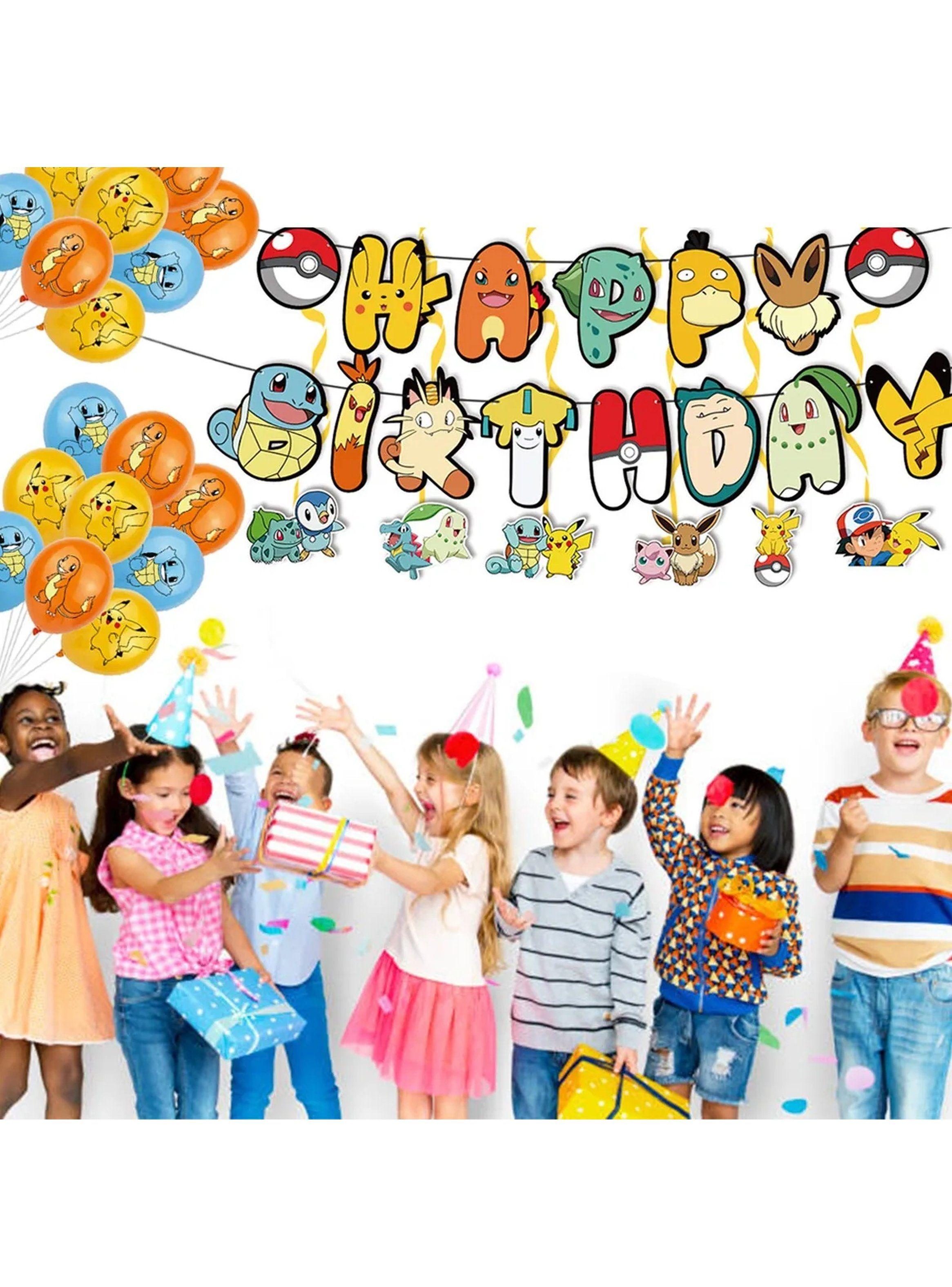 Decoración de Cumpleaños Infantil Temática Pokémon Multicolor-7