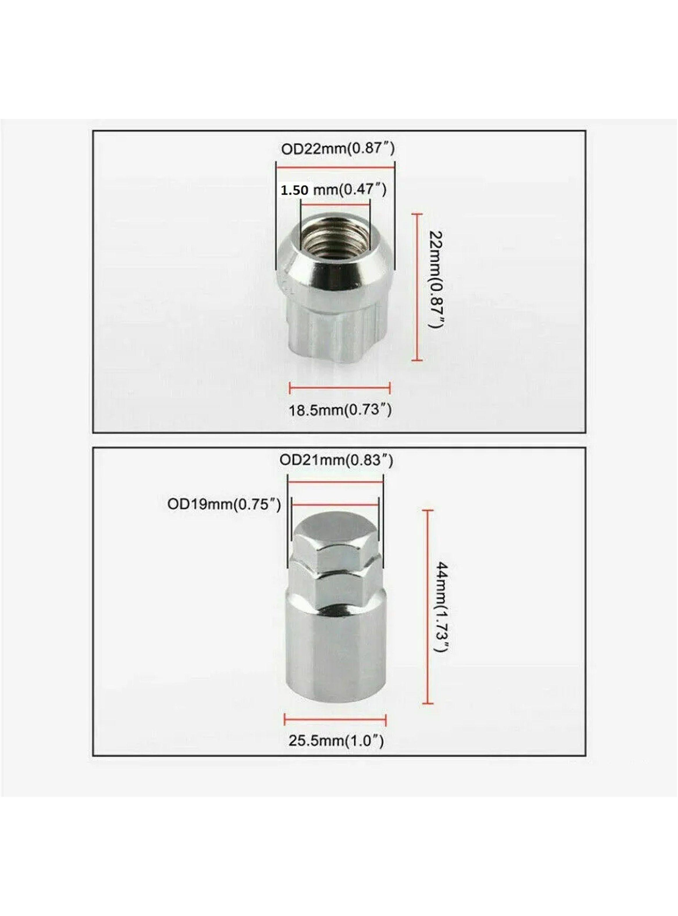 Tuercas de Seguridad para Ruedas Automotrices Rosca Métrica Cromadas-3