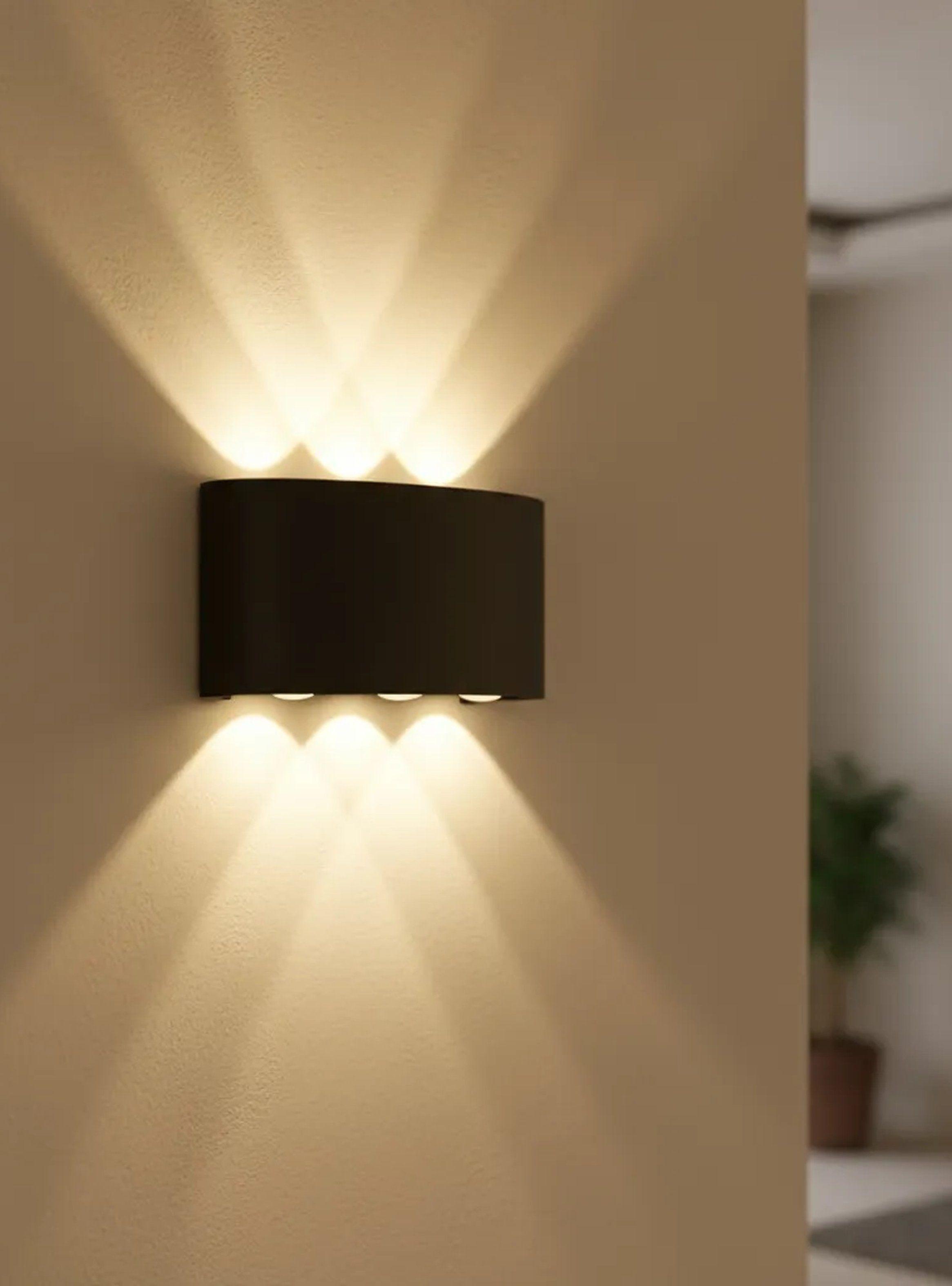 Aplique de Pared LED Negro Interior/Exterior Moderno-6