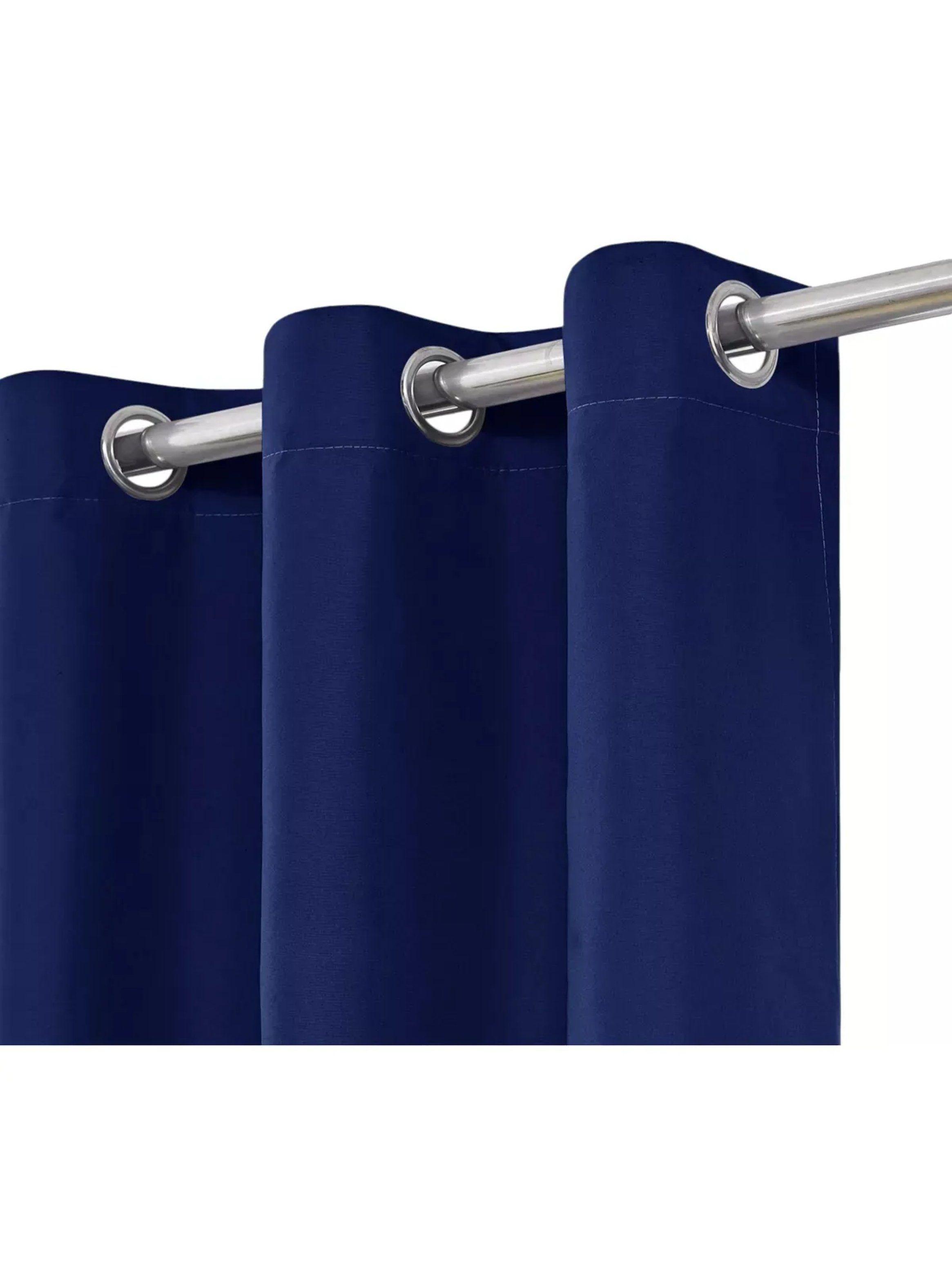 Cortinas Opacas con Aros Tela Azul Oscuro-1