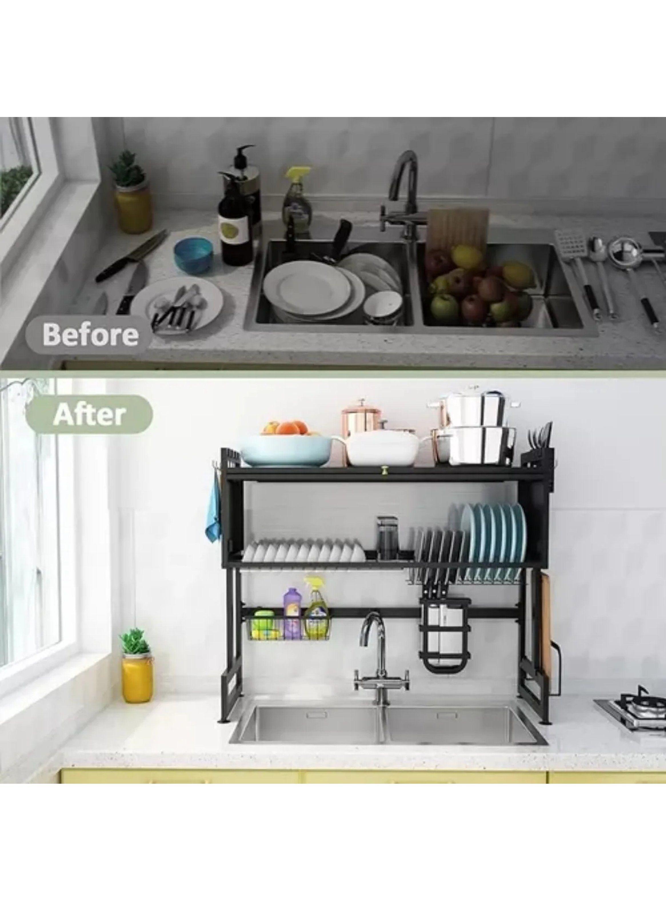 Estante Escurreplatos para Fregadero Acero Inoxidable Ajustable-3