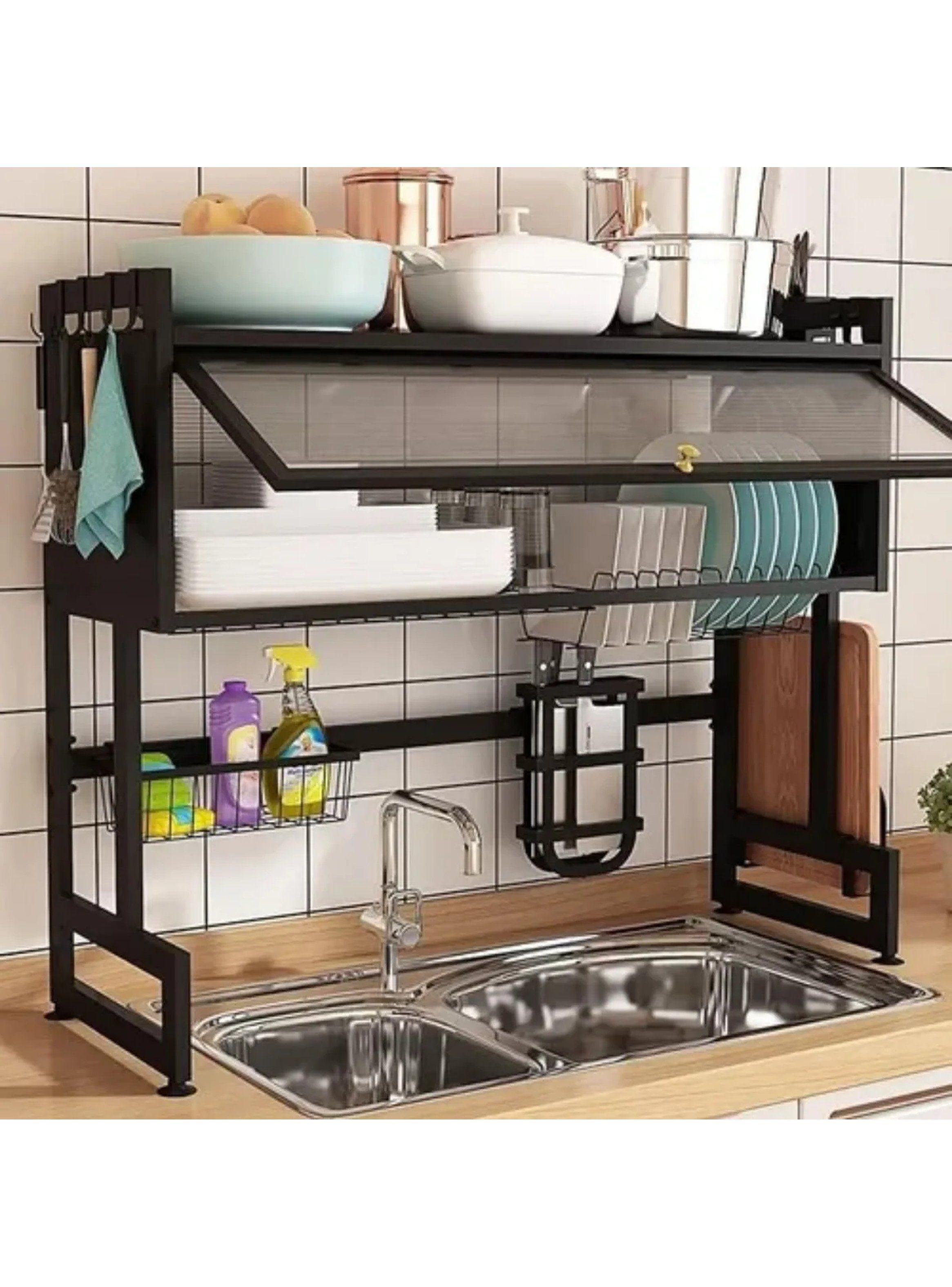 Estante Escurreplatos para Fregadero Acero Inoxidable Ajustable-4