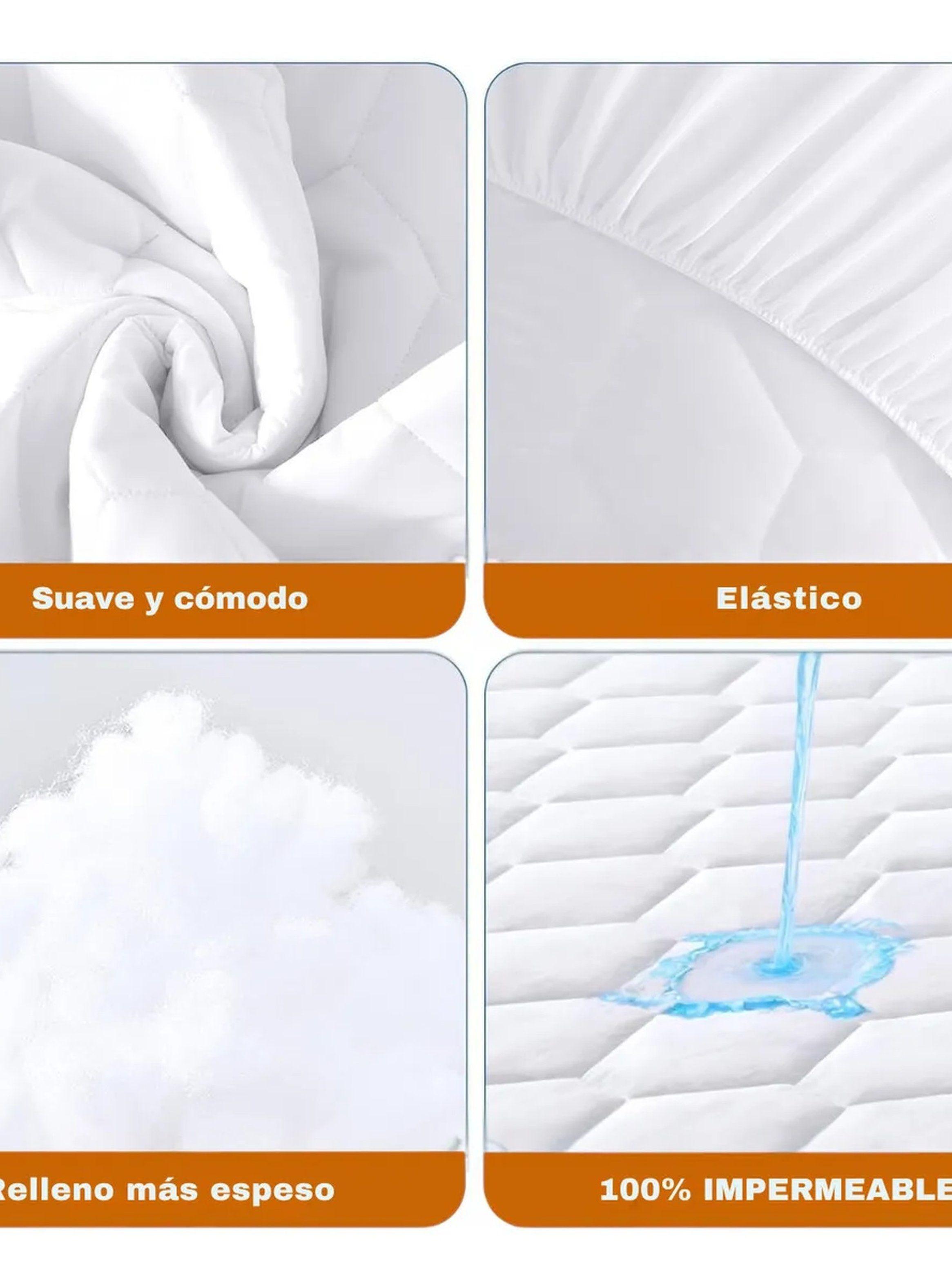 Protector de Colchón Impermeable Microfibra Blanco Rectangular-4