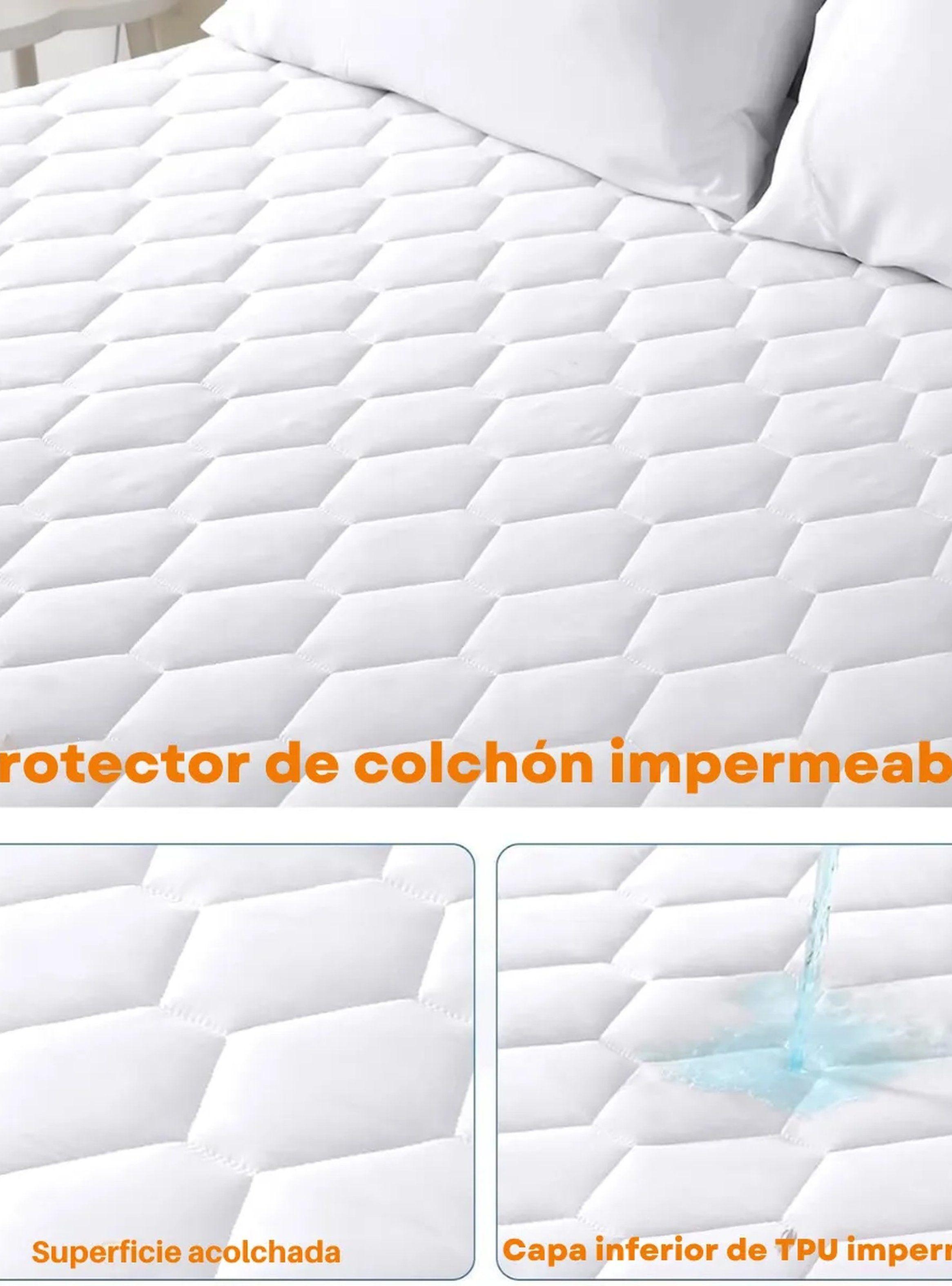 Protector de Colchón Impermeable Microfibra Blanco Rectangular-5