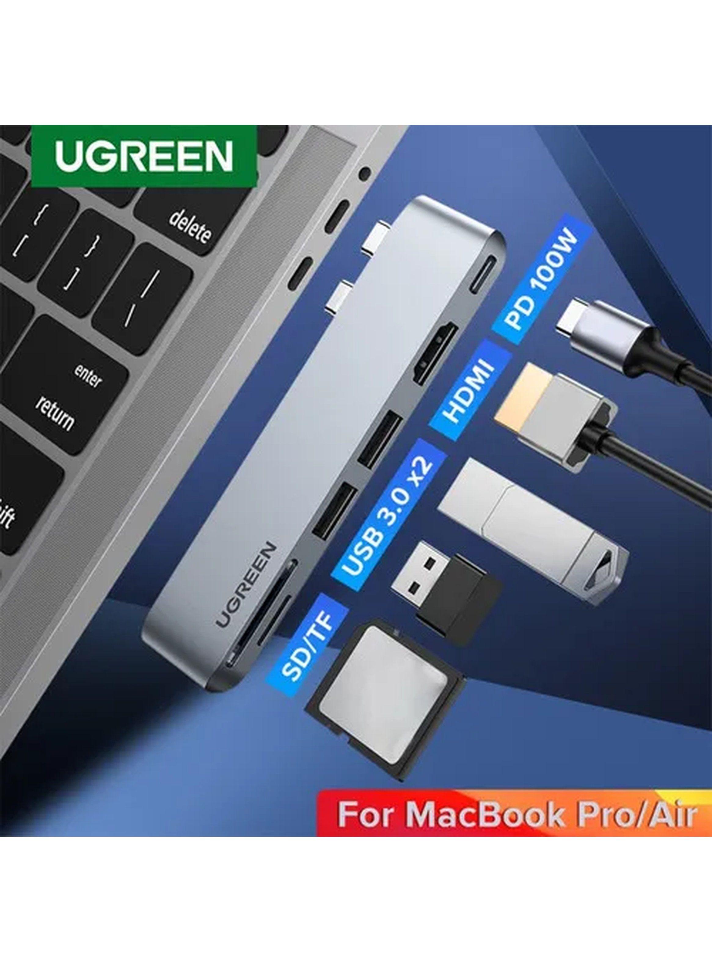 Hub USB-C 6-en-1 HDMI Thunderbolt 3 SD MicroSD USB 3.0-4