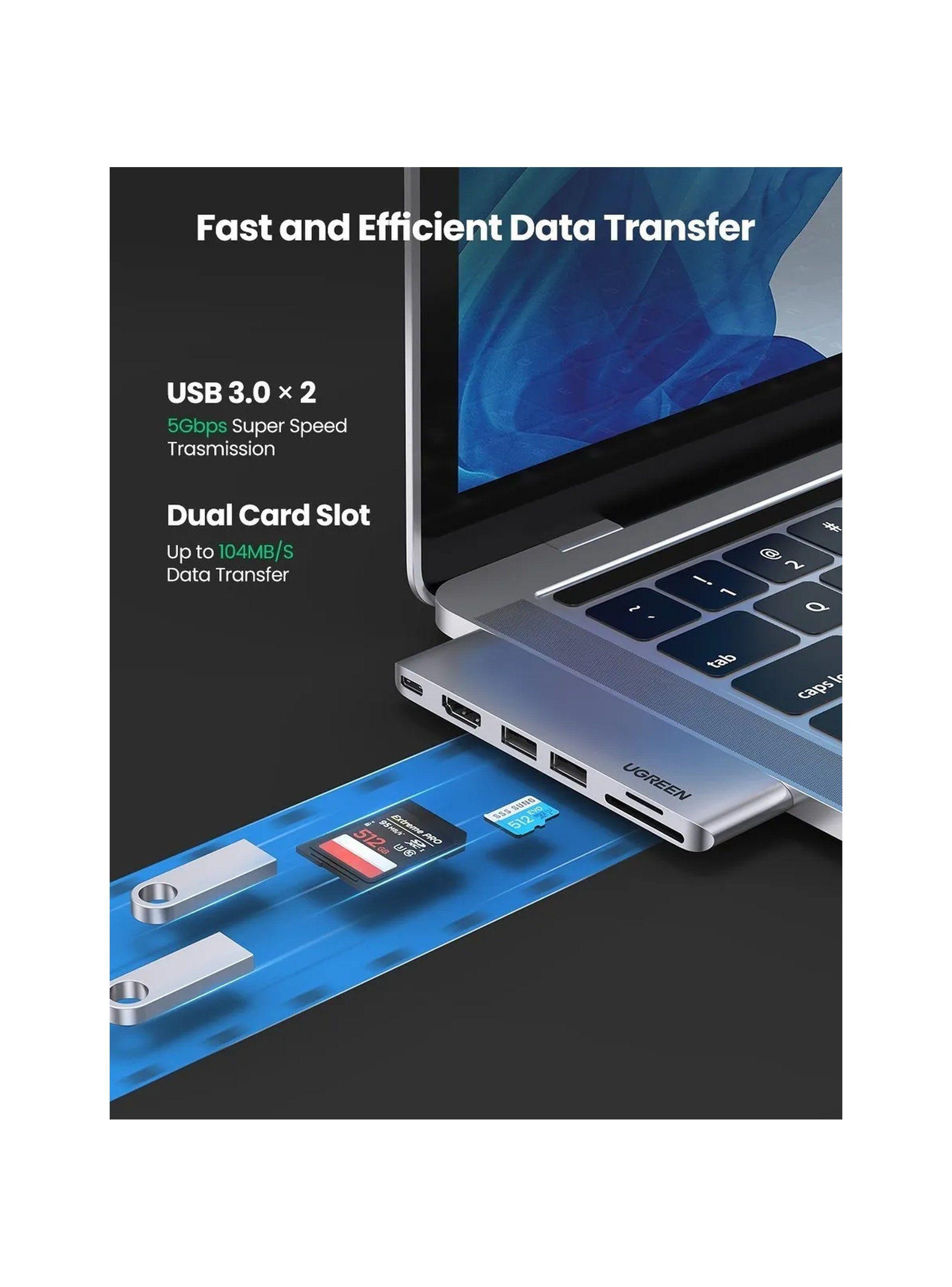Hub USB-C 6-en-1 HDMI Thunderbolt 3 SD MicroSD USB 3.0-9