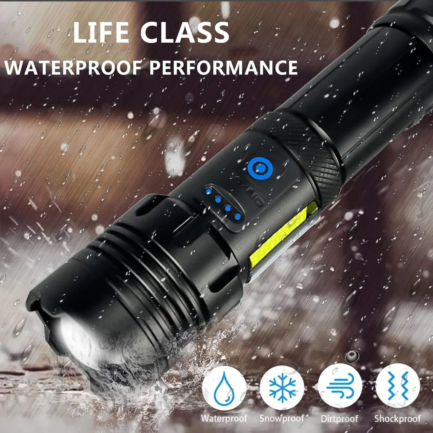 Linterna Táctica Recargable USB Zoom Impermeable 120000 Lúmenes-5