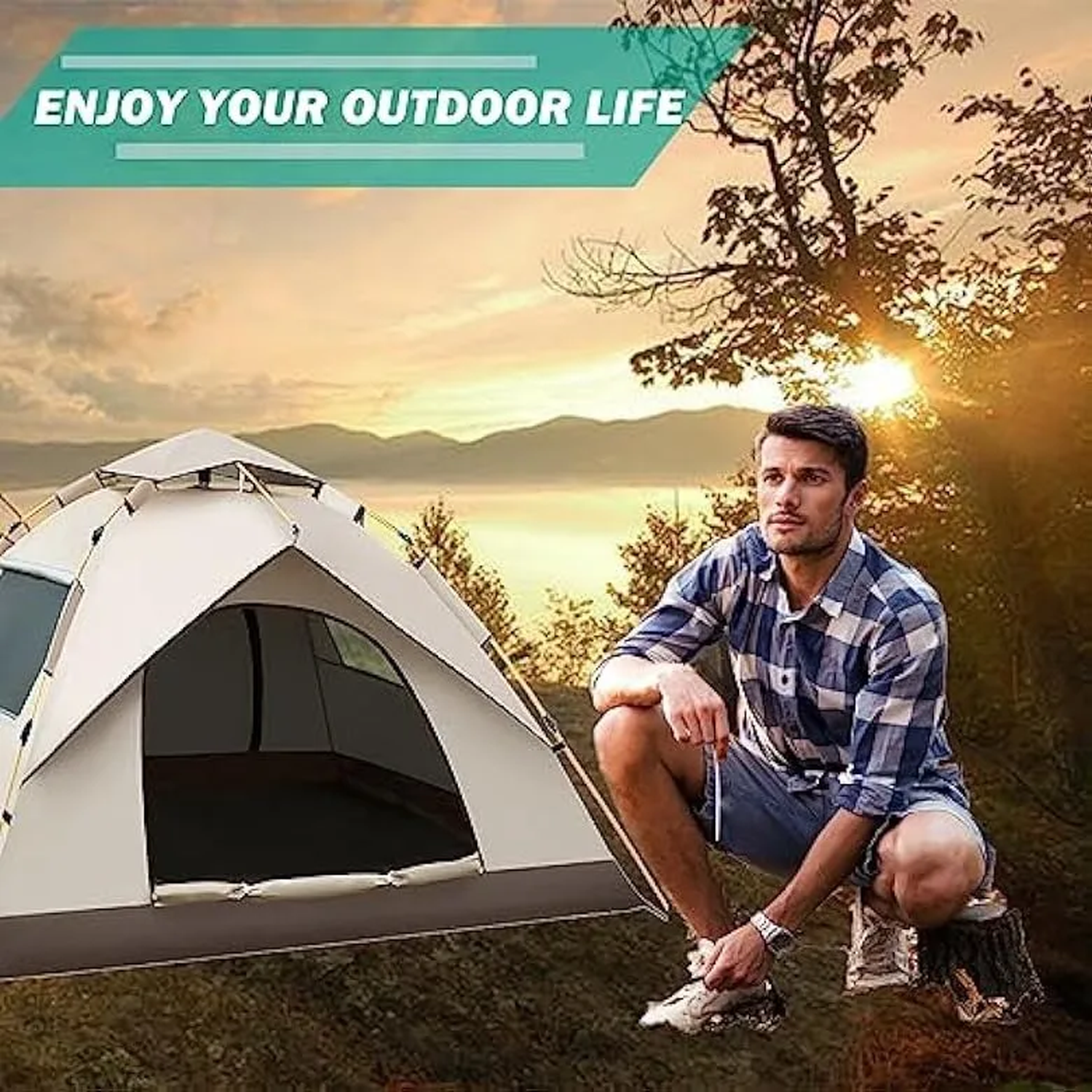 Carpa Automática Impermeable 2-3 Personas Portátil Tela Oxford-6