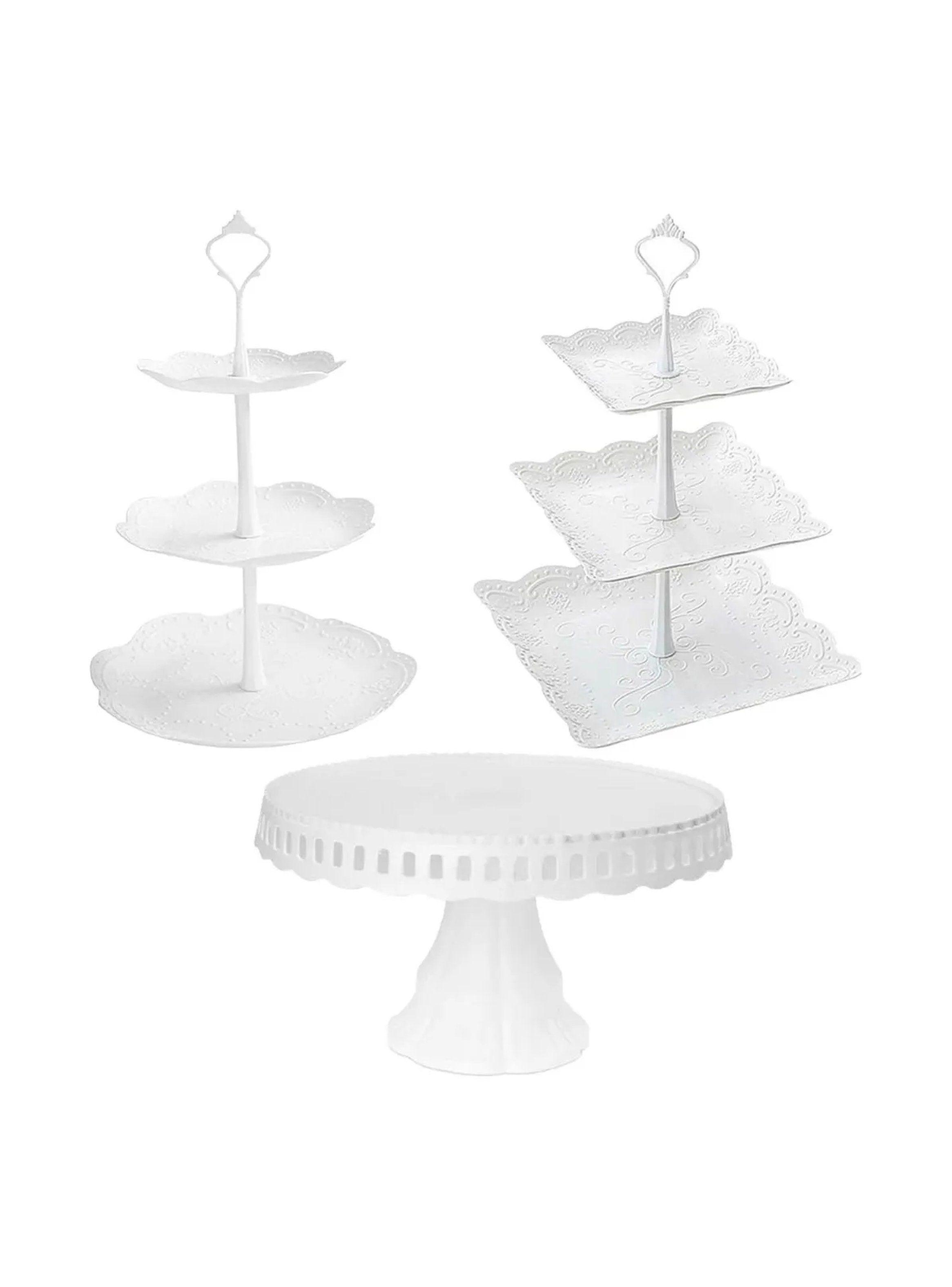 Soporte para Pasteles de 3 Niveles Plástico Blanco-0