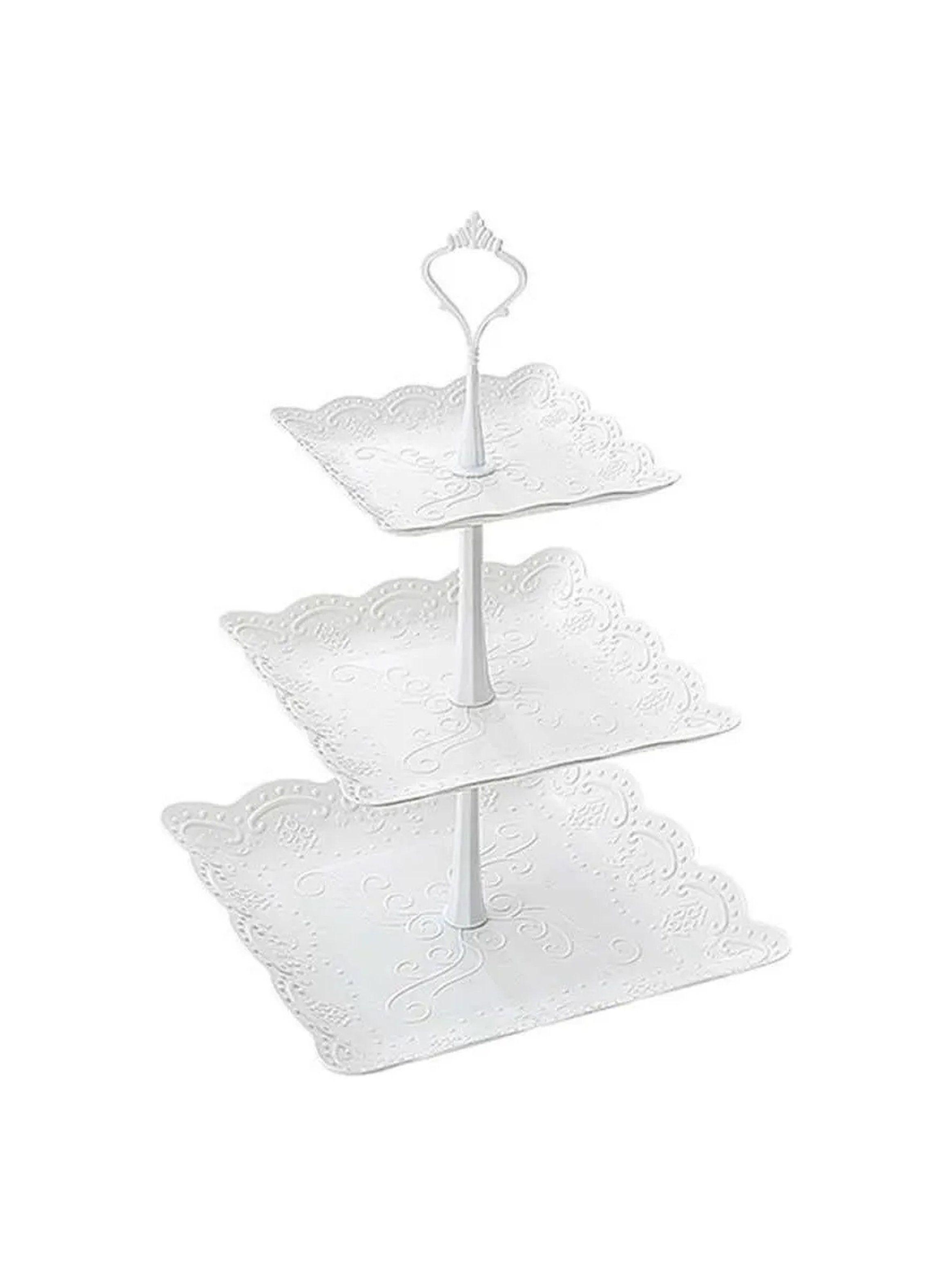 Soporte para Pasteles de 3 Niveles Plástico Blanco-3