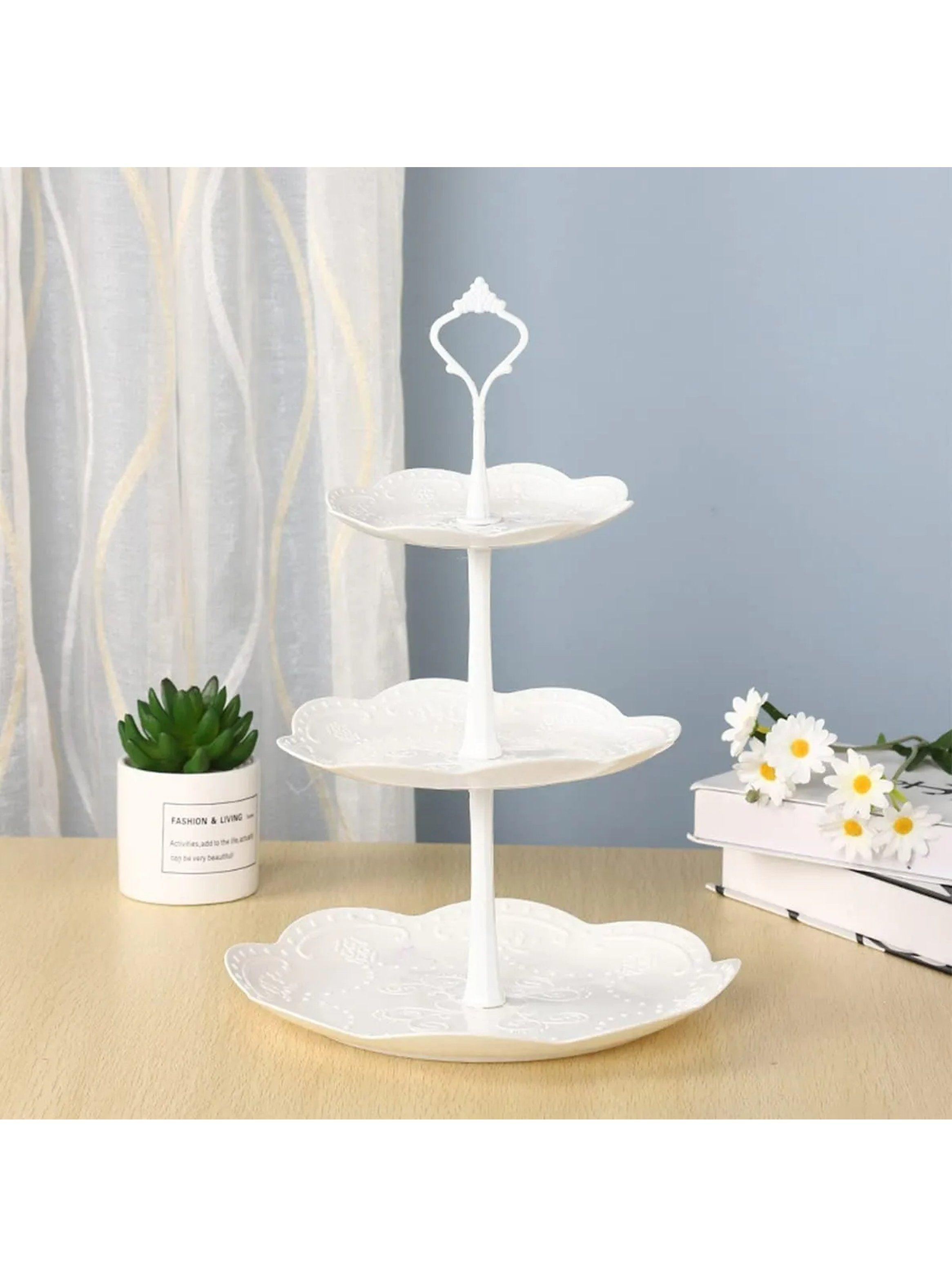 Soporte para Pasteles de 3 Niveles Plástico Blanco-5