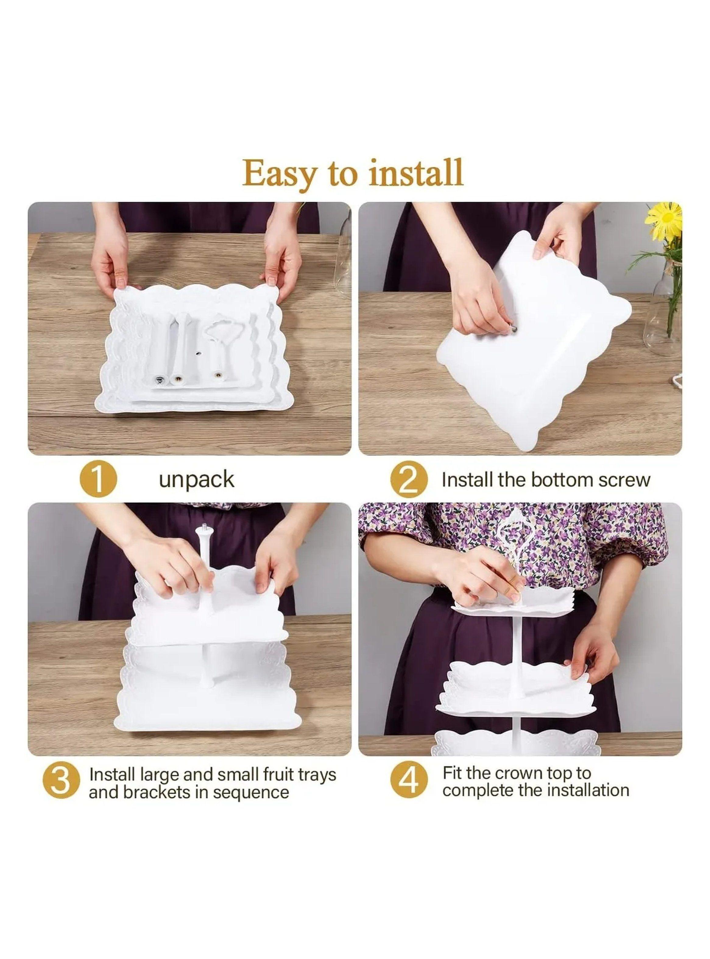 Soporte para Pasteles de 3 Niveles Plástico Blanco-6