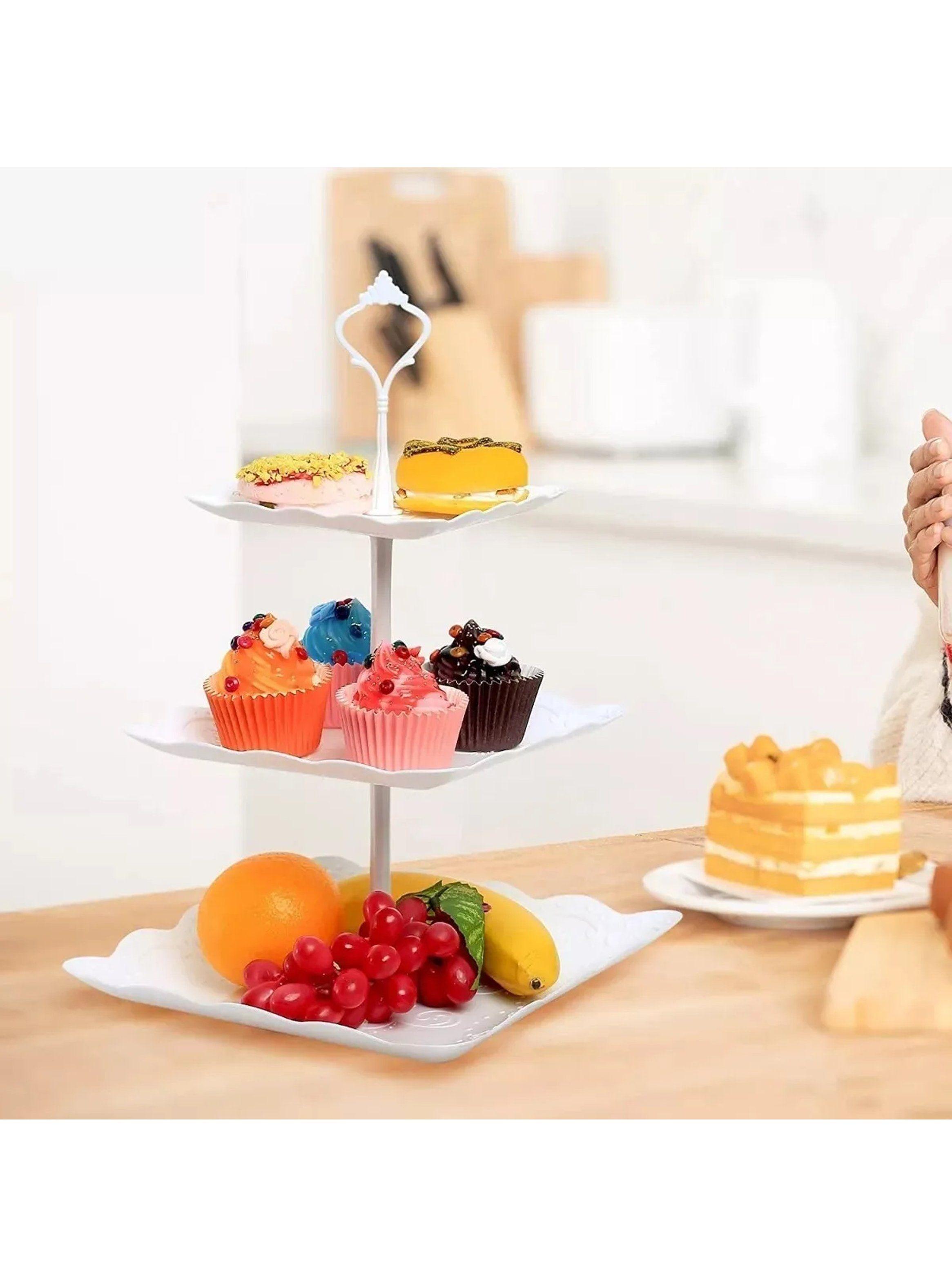 Soporte para Pasteles de 3 Niveles Plástico Blanco-7