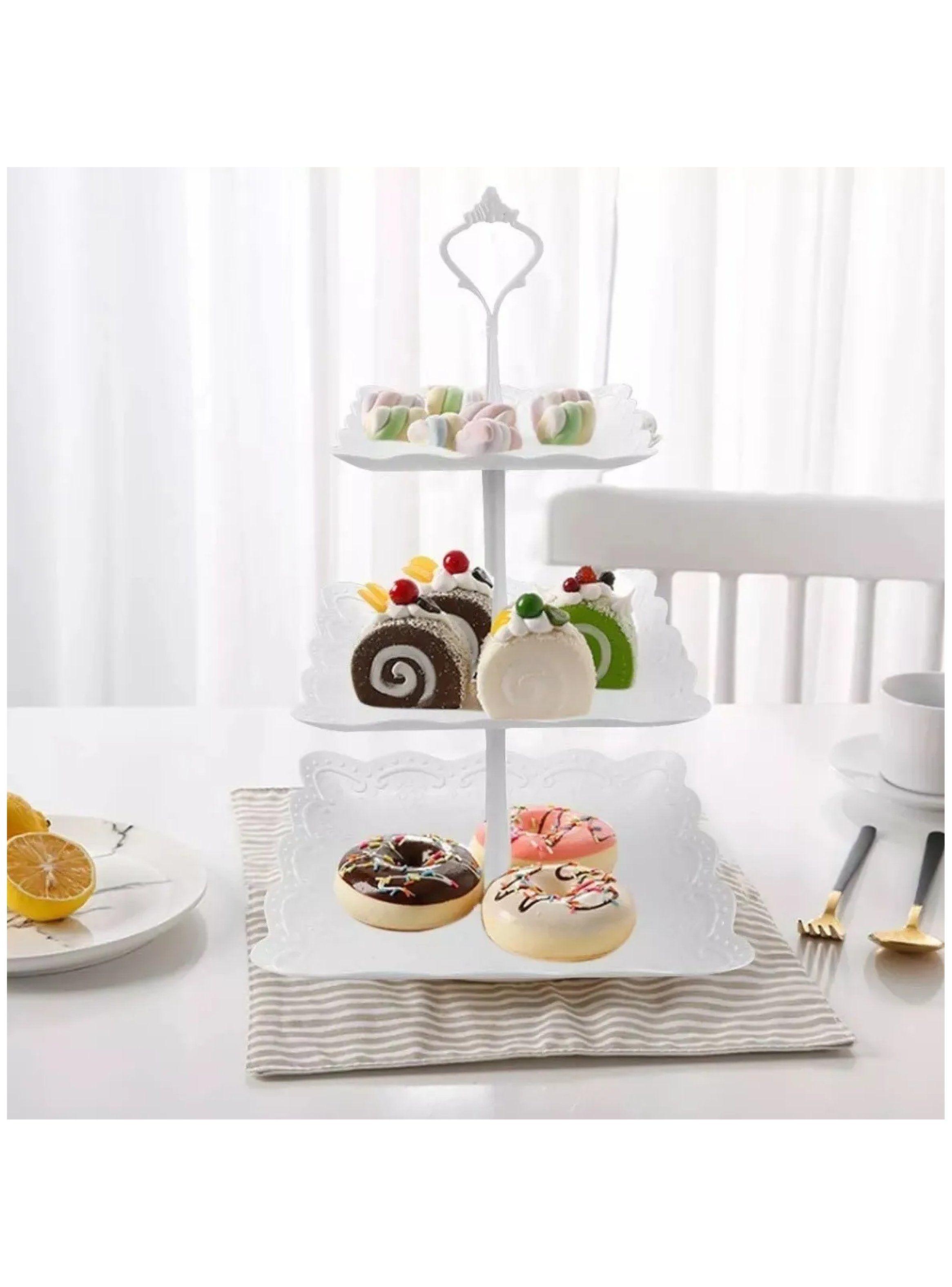 Soporte para Pasteles de 3 Niveles Plástico Blanco-8