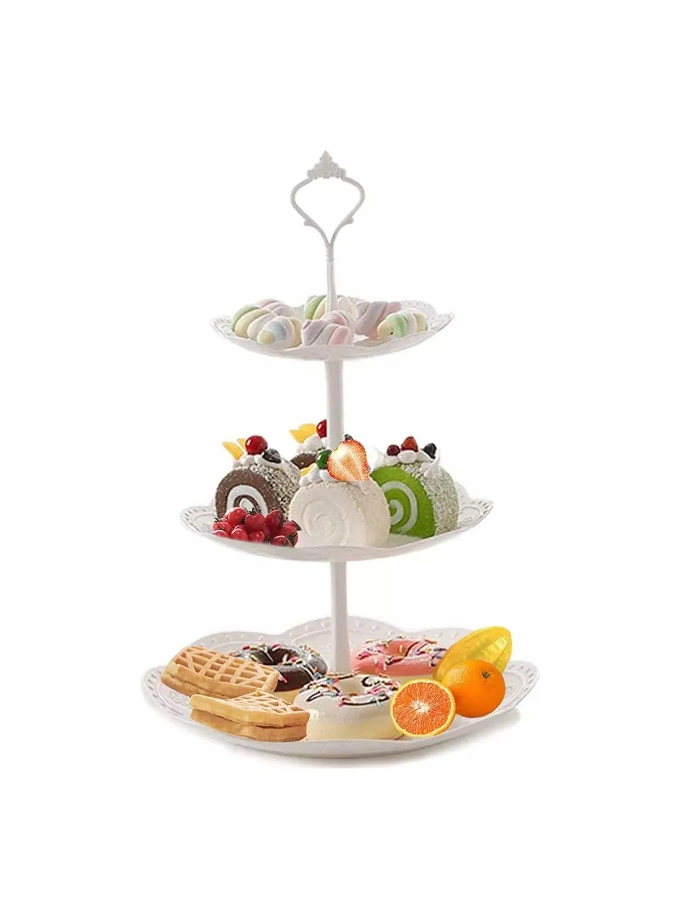 Soporte para Pasteles de 3 Niveles Plástico Blanco-9