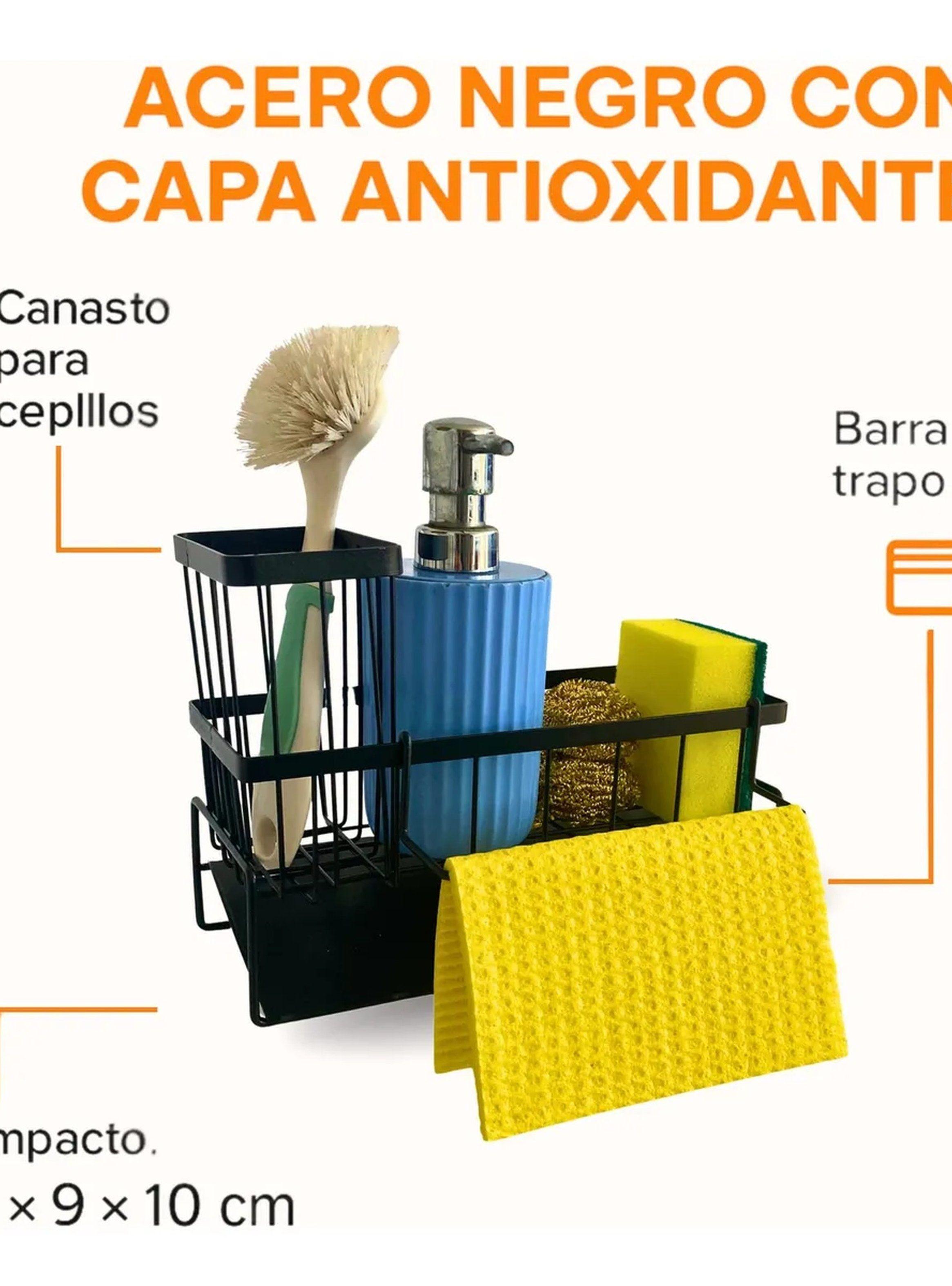 Organizador De Utensilios De Limpieza De Cocina Negro Plástico Resistente-4