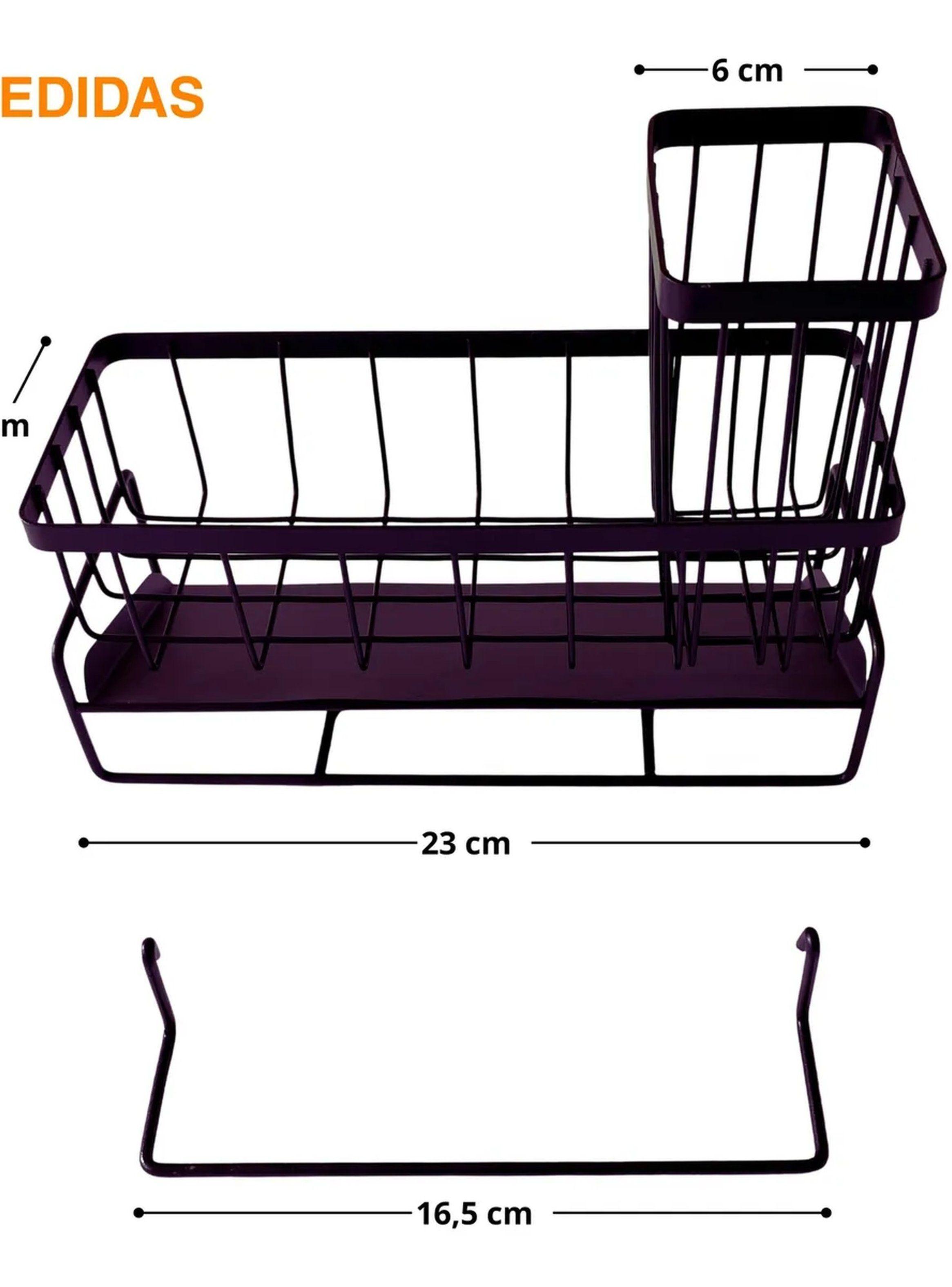 Organizador De Utensilios De Limpieza De Cocina Negro Plástico Resistente-5