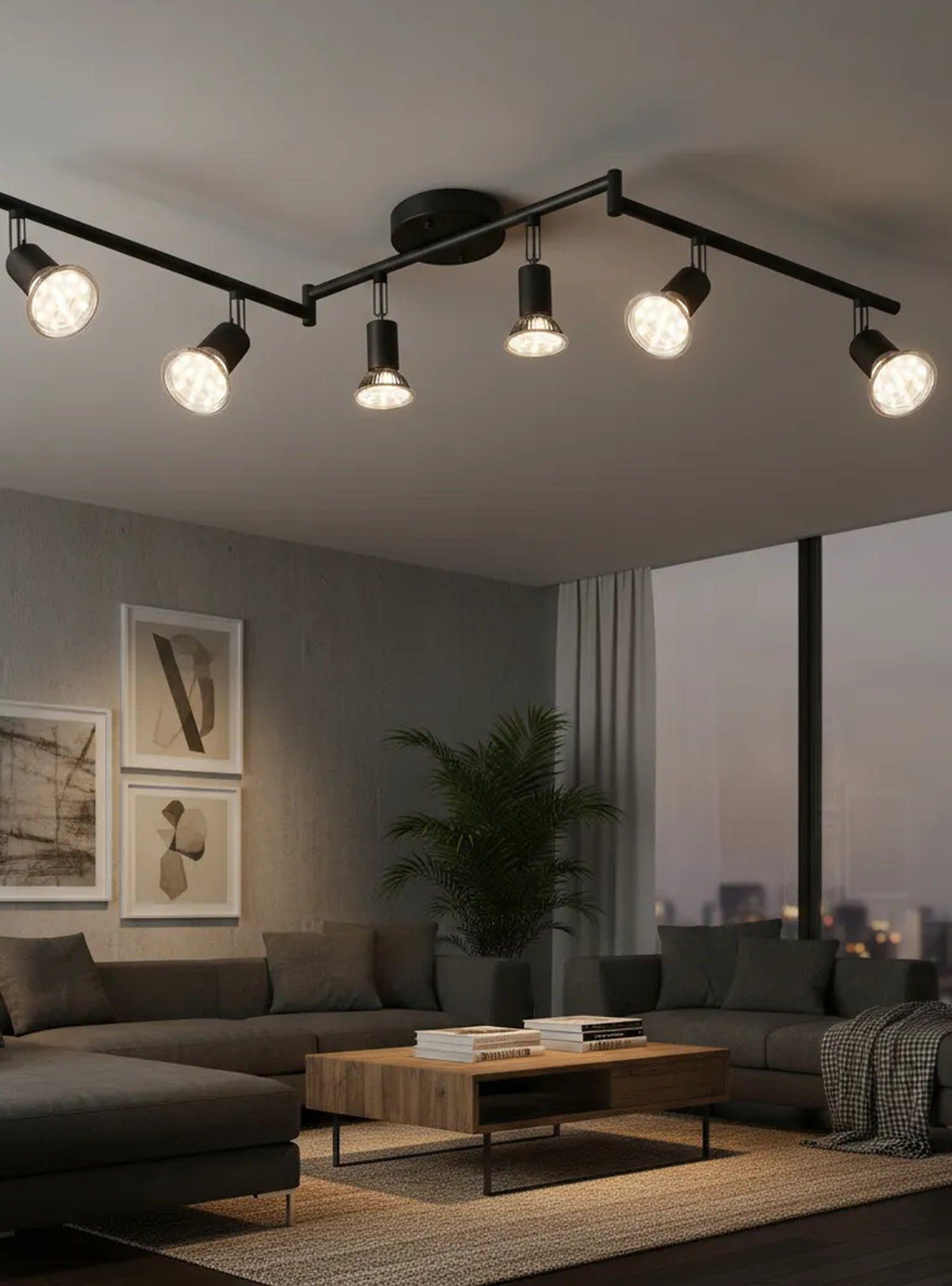 Lámpara de Techo LED Regulable 6 Focos Diseño Moderno Negro-2