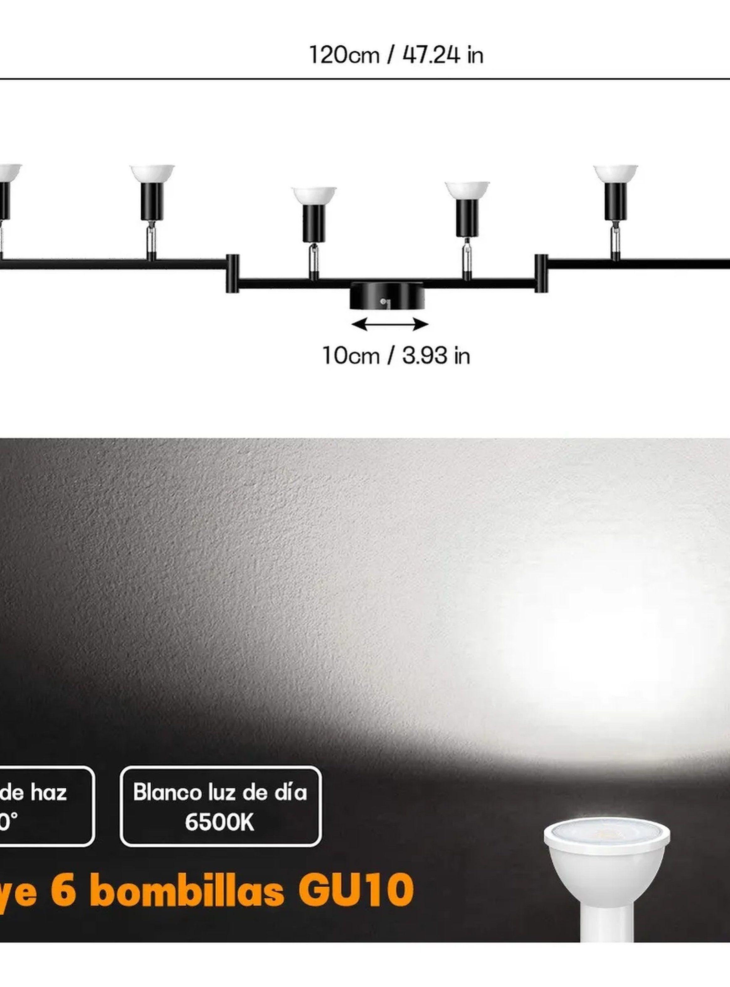 Lámpara de Techo LED Regulable 6 Focos Diseño Moderno Negro-4