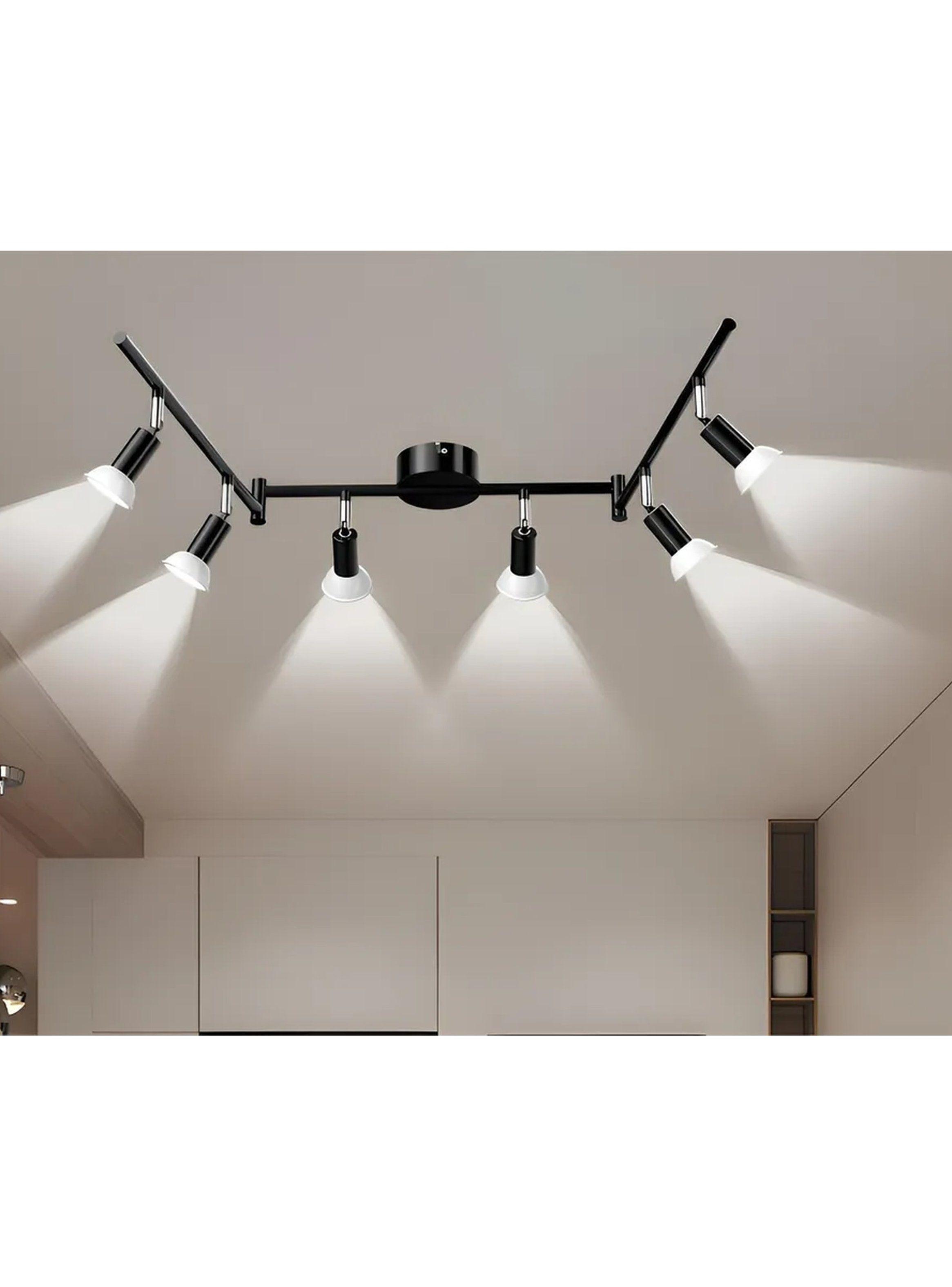 Lámpara de Techo LED Regulable 6 Focos Diseño Moderno Negro-5