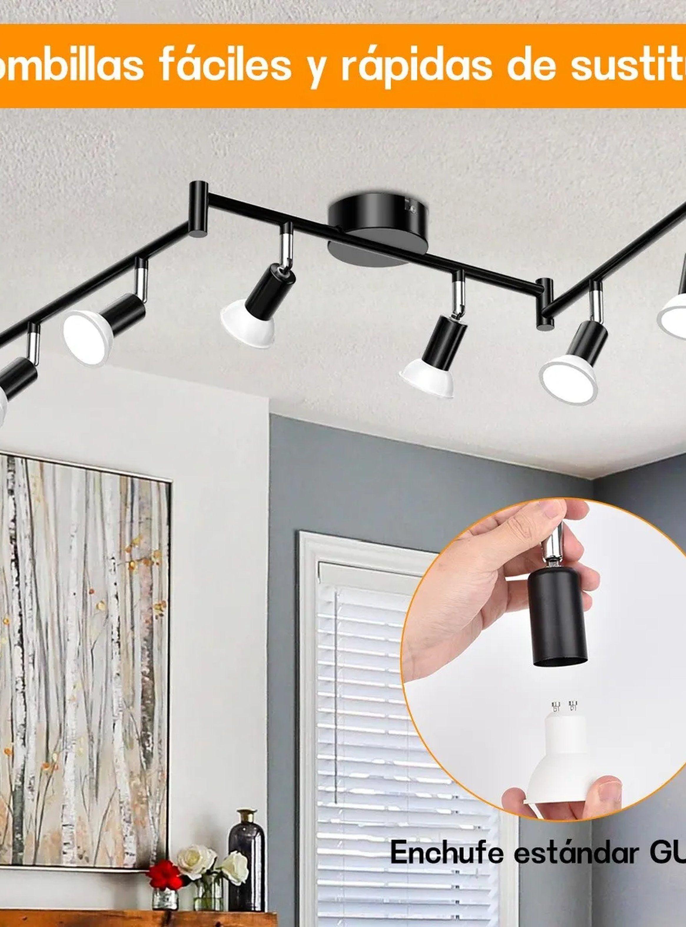 Lámpara de Techo LED Regulable 6 Focos Diseño Moderno Negro-6