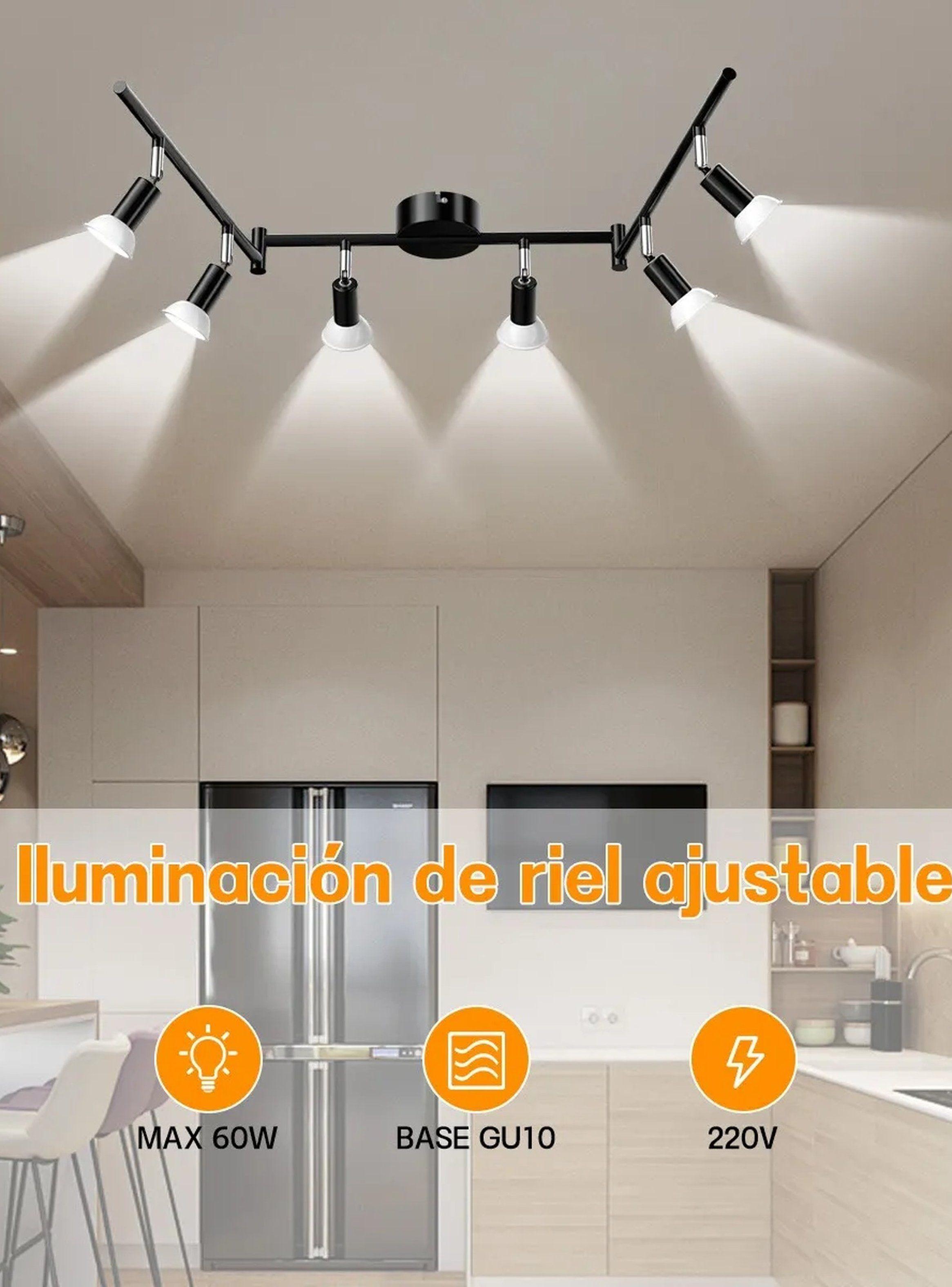Lámpara de Techo LED Regulable 6 Focos Diseño Moderno Negro-7