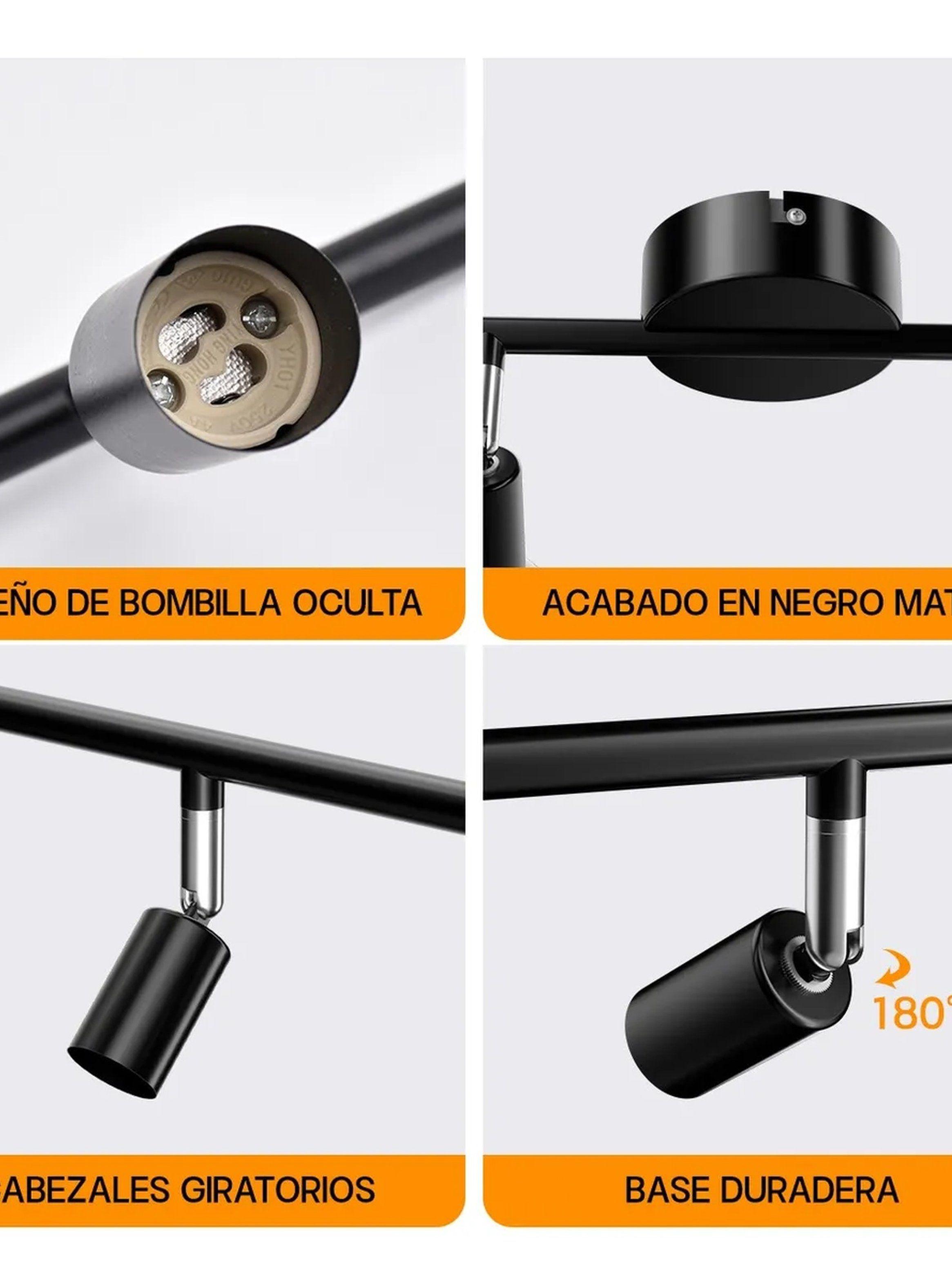 Lámpara de Techo LED Regulable 6 Focos Diseño Moderno Negro-8