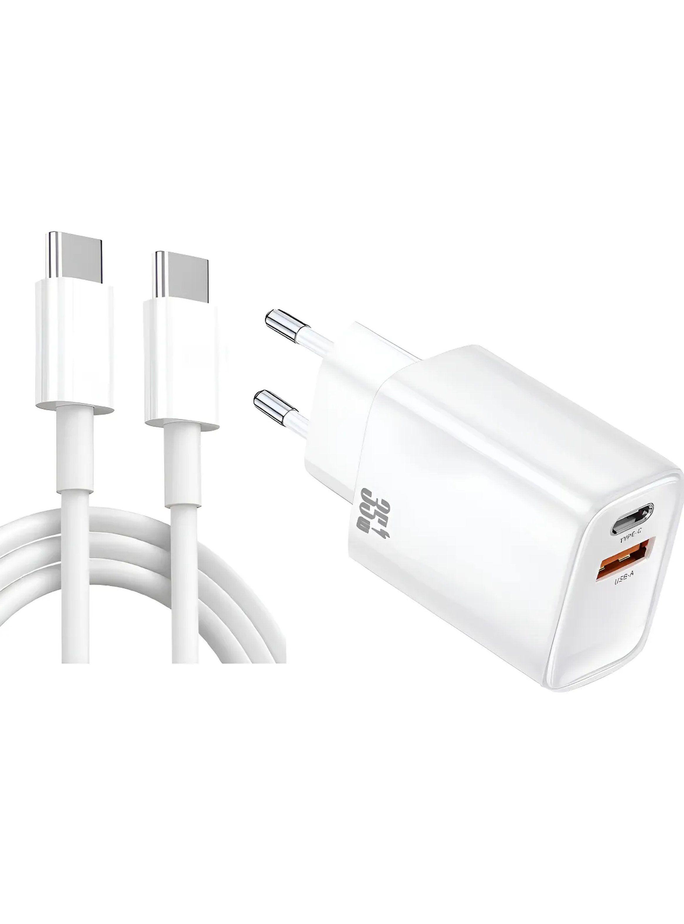 Cargador de Pared Dual USB-C y USB-A 35W Blanco-0