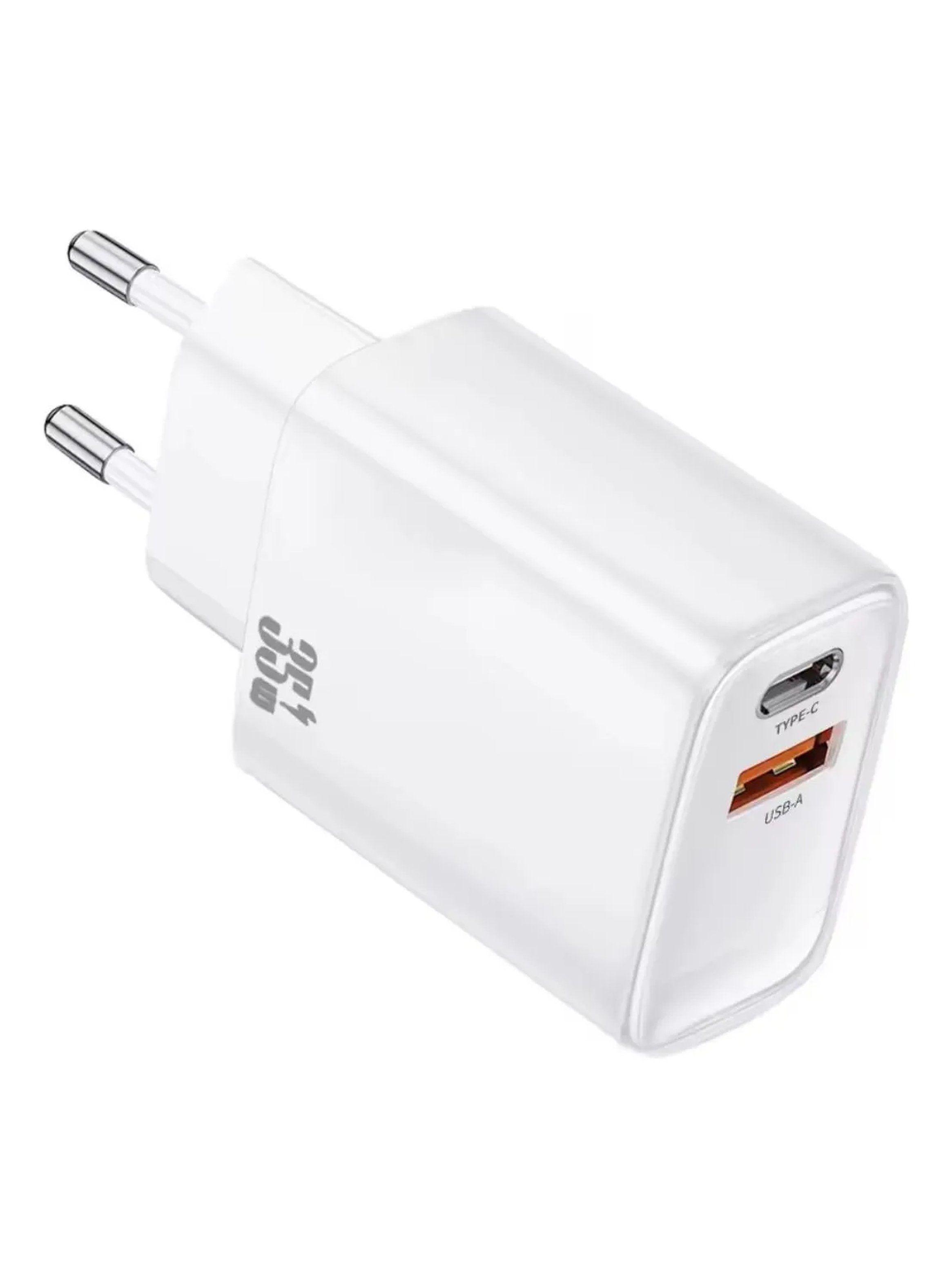 Cargador de Pared Dual USB-C y USB-A 35W Blanco-1