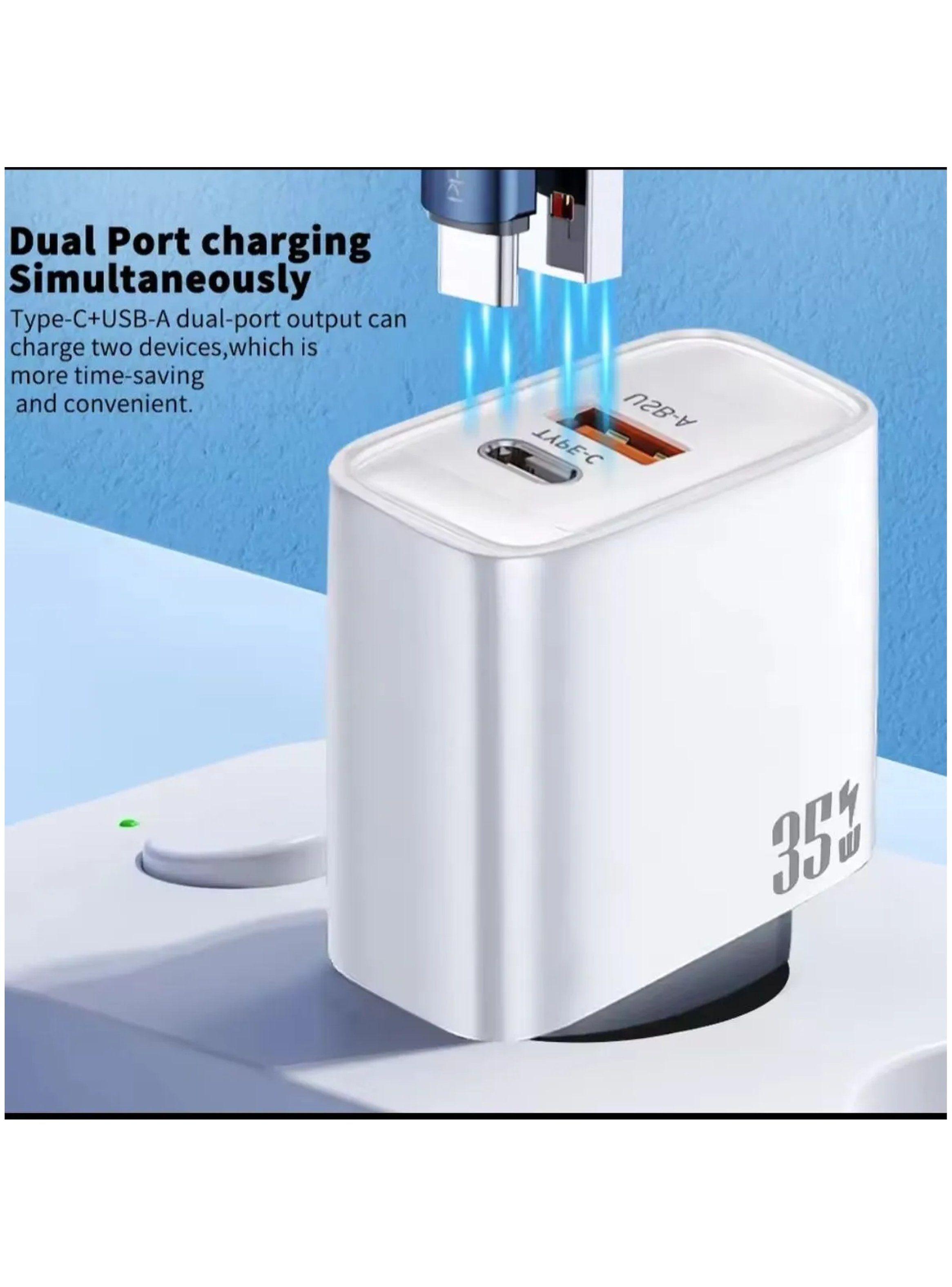 Cargador de Pared Dual USB-C y USB-A 35W Blanco-2