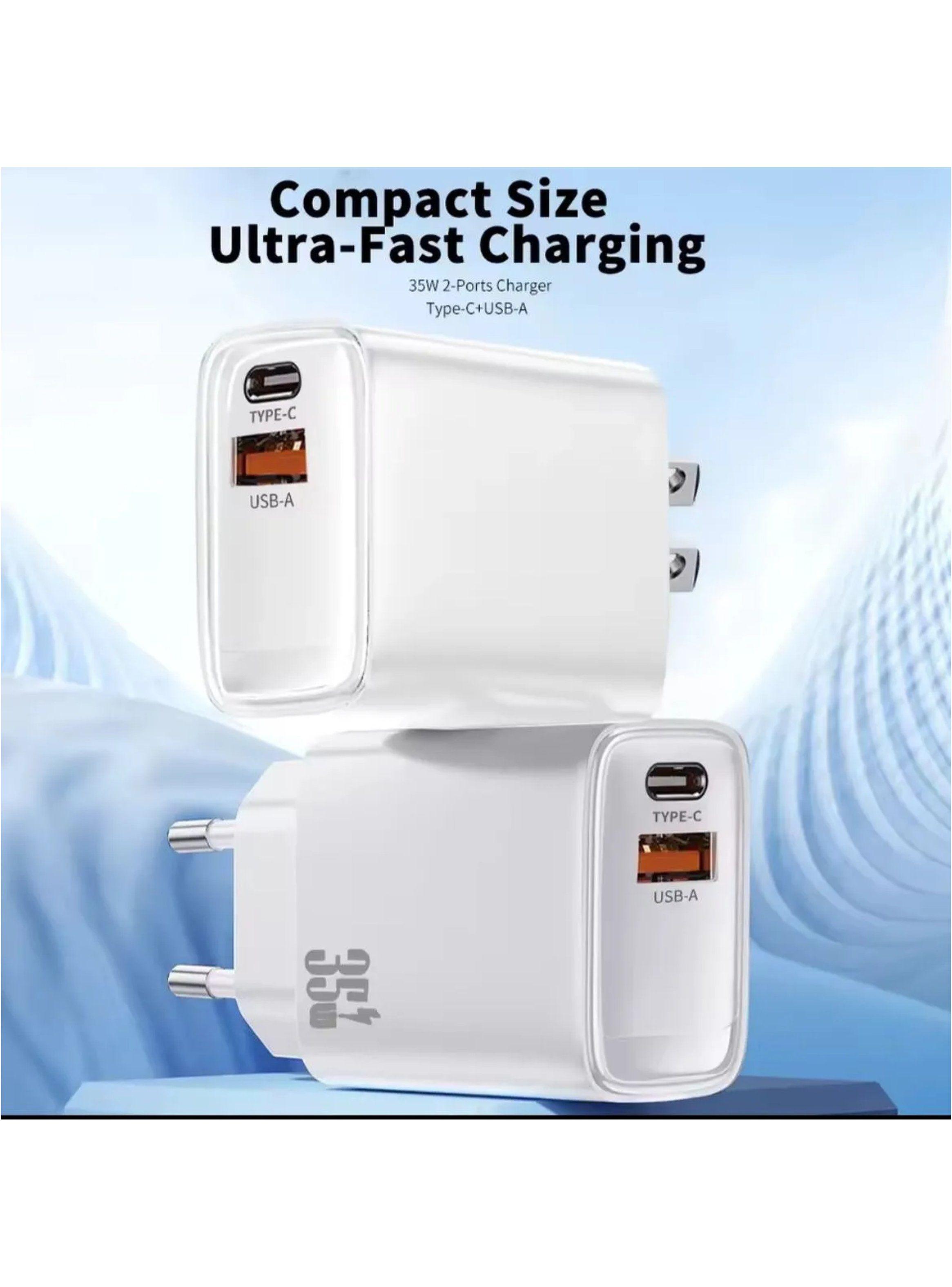 Cargador de Pared Dual USB-C y USB-A 35W Blanco-4