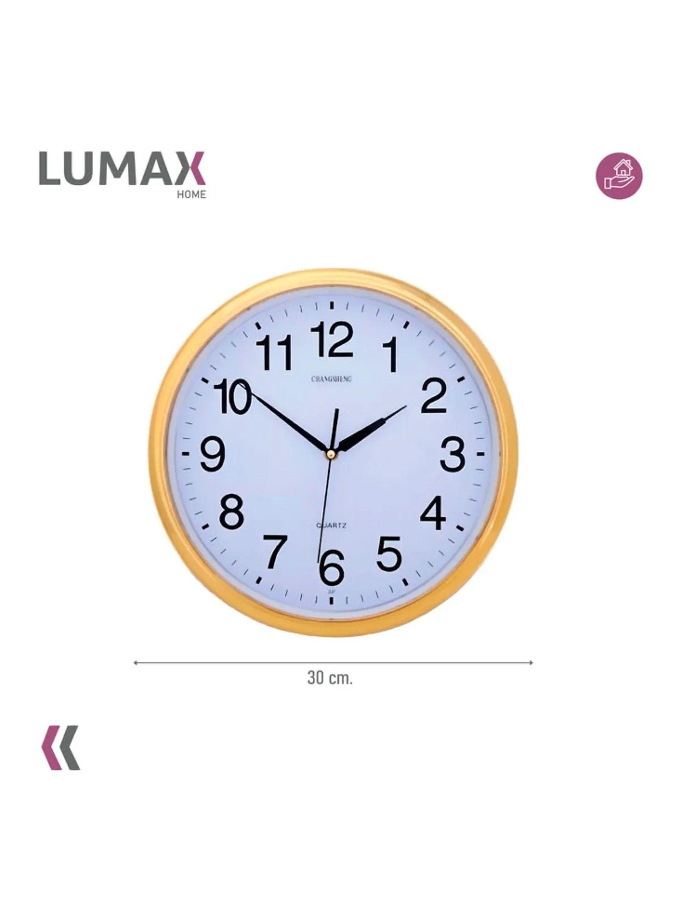 Reloj de Pared Analógico 30 cm Marco Dorado-2