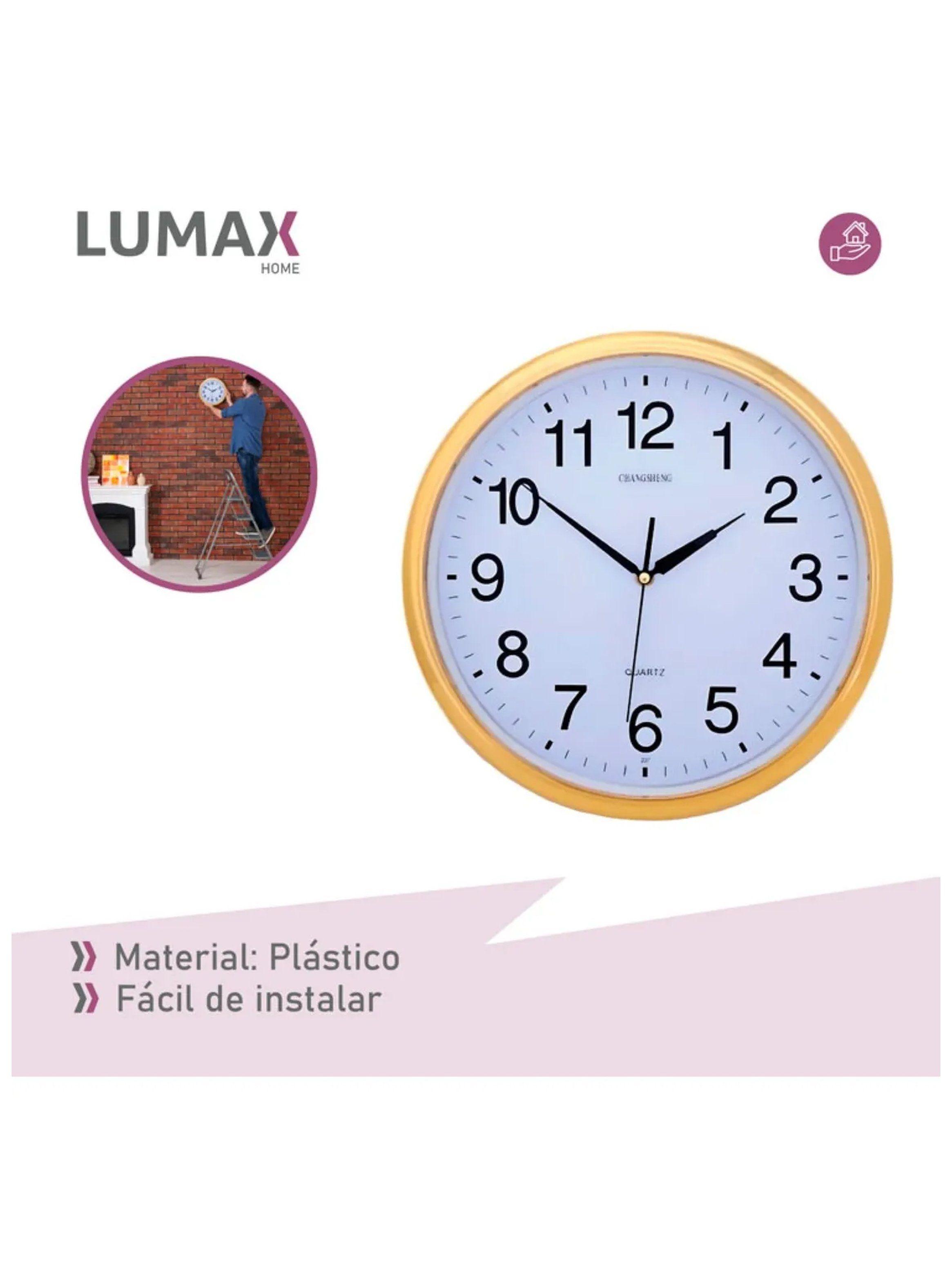 Reloj de Pared Analógico 30 cm Marco Dorado-5